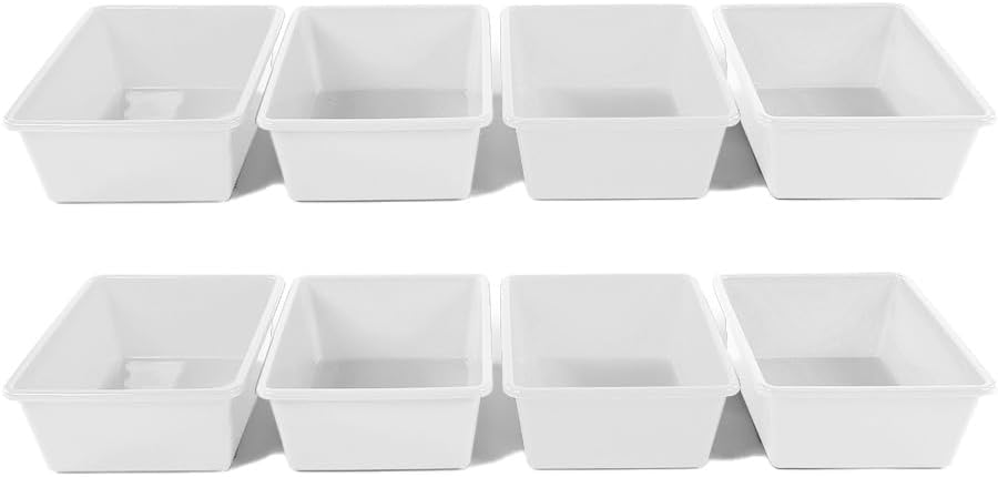 Humble Crew Standard Plastic Storage Bins, Set of 12, White, 12" x 9" x 6"