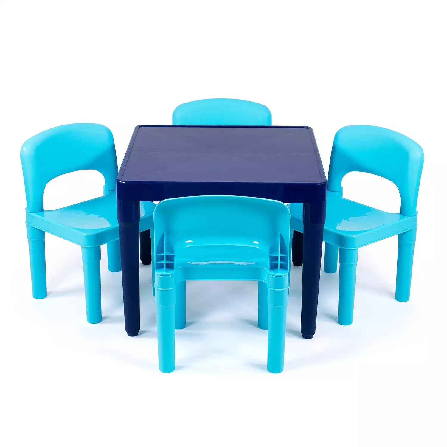 Humble Crew Quinn Kids Lightweight Plastic Table and 4 Chairs Set, Square, Purple