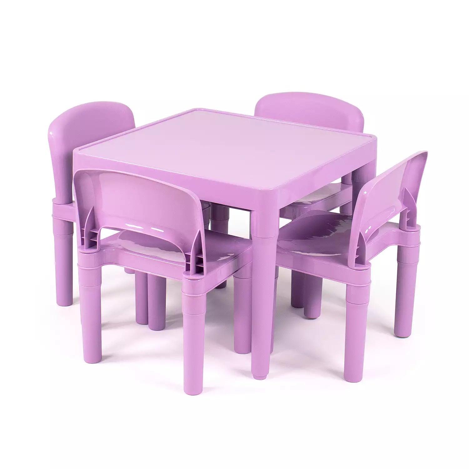 Humble Crew Quinn Kids Lightweight Plastic Table and Chairs Set, Square,  Purple