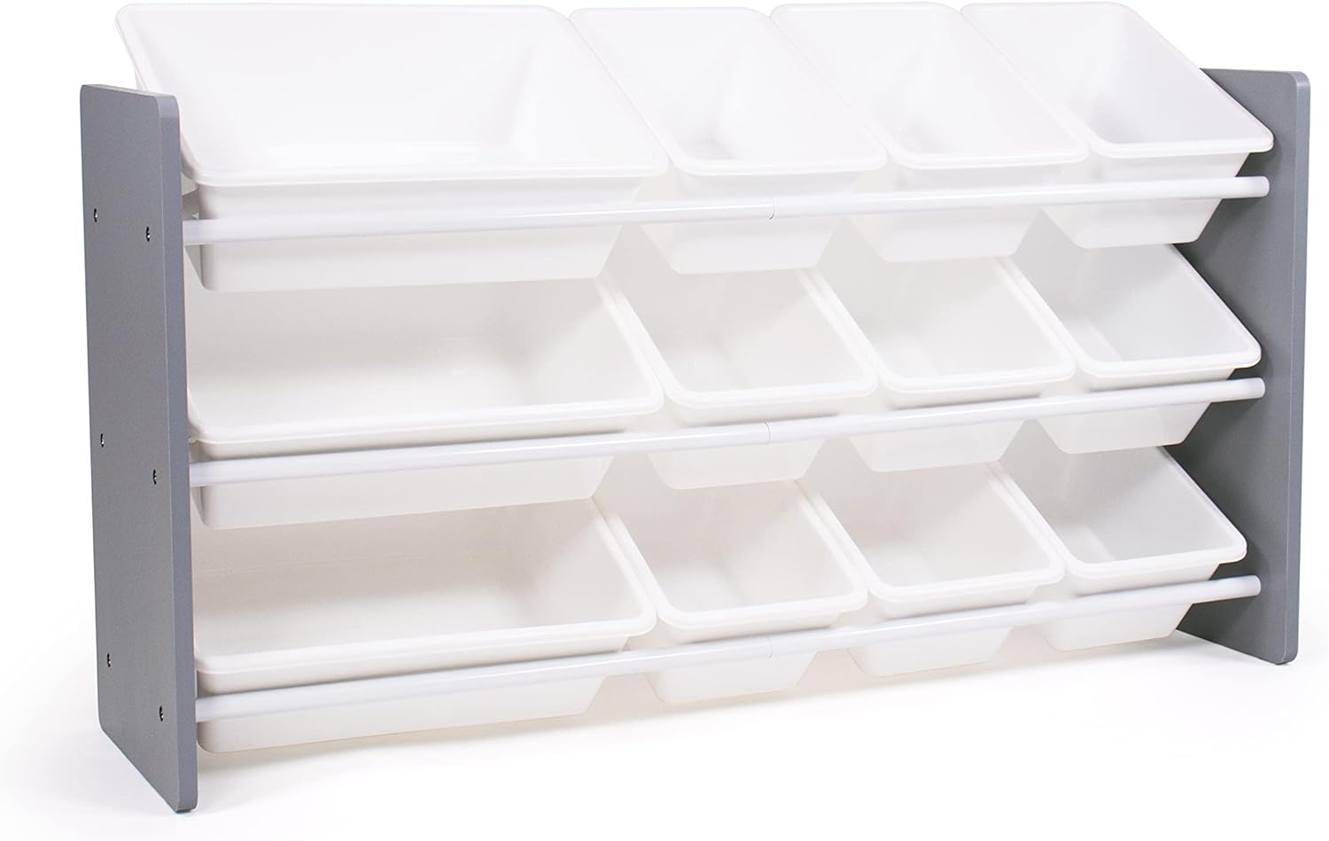 Humble Crew Inspire Made For Me Kids Toy Storage Organizer with 12 Storage Bins, Grey/White