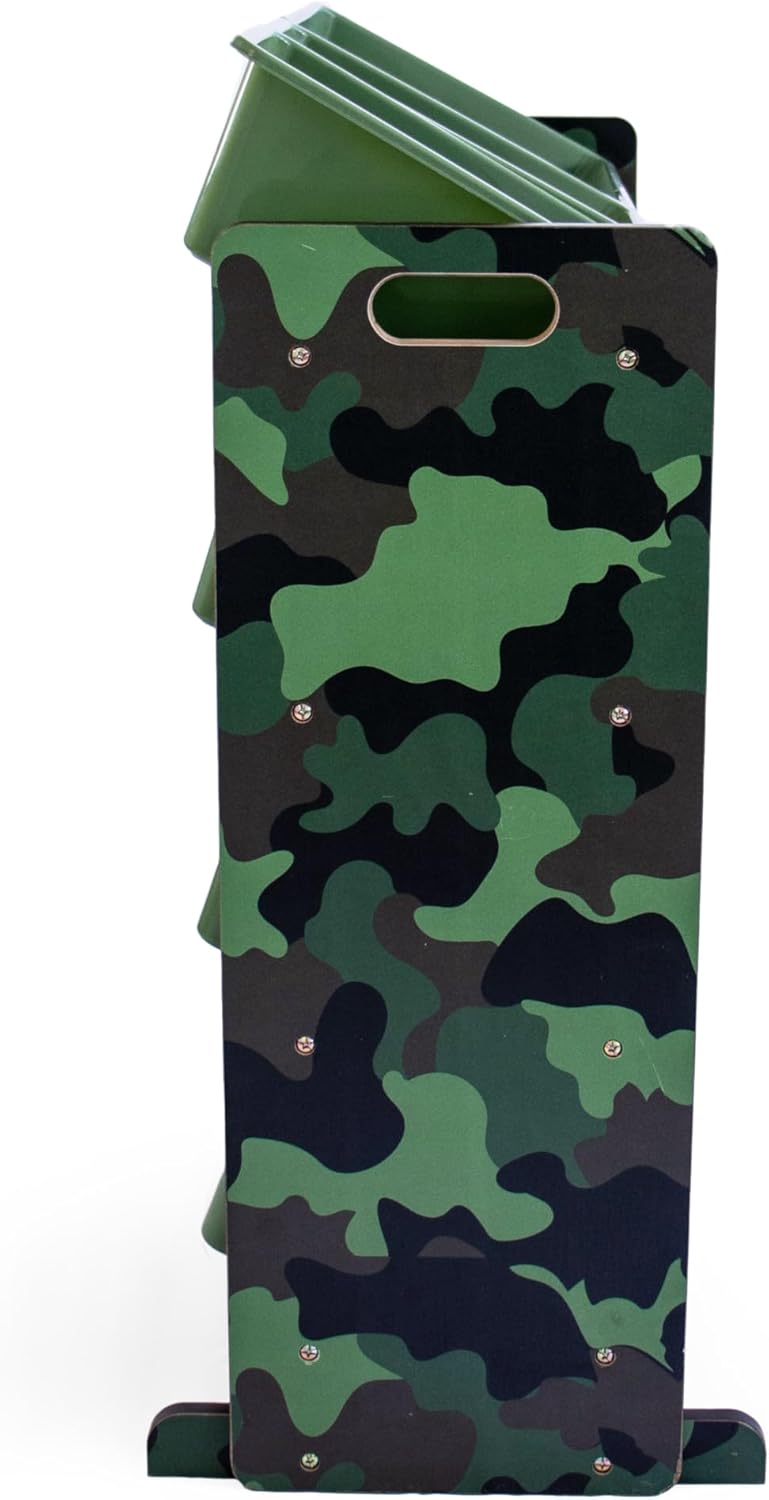 Humble Crew Hunter Toy Storage Organizer with 12 Plastic Storage Bins, Army Green Camo
