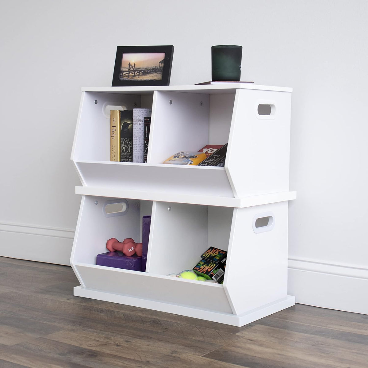 Humble Crew Wood Toy Storage Cubby and Kids Bookcase, White