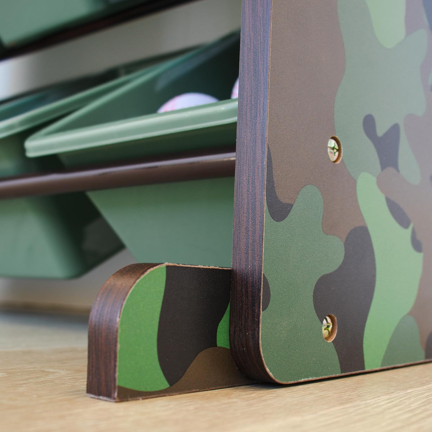 Humble Crew Hunter Toy Storage Organizer with Shelf and 9 Plastic Storage Bins, Army Green Camo