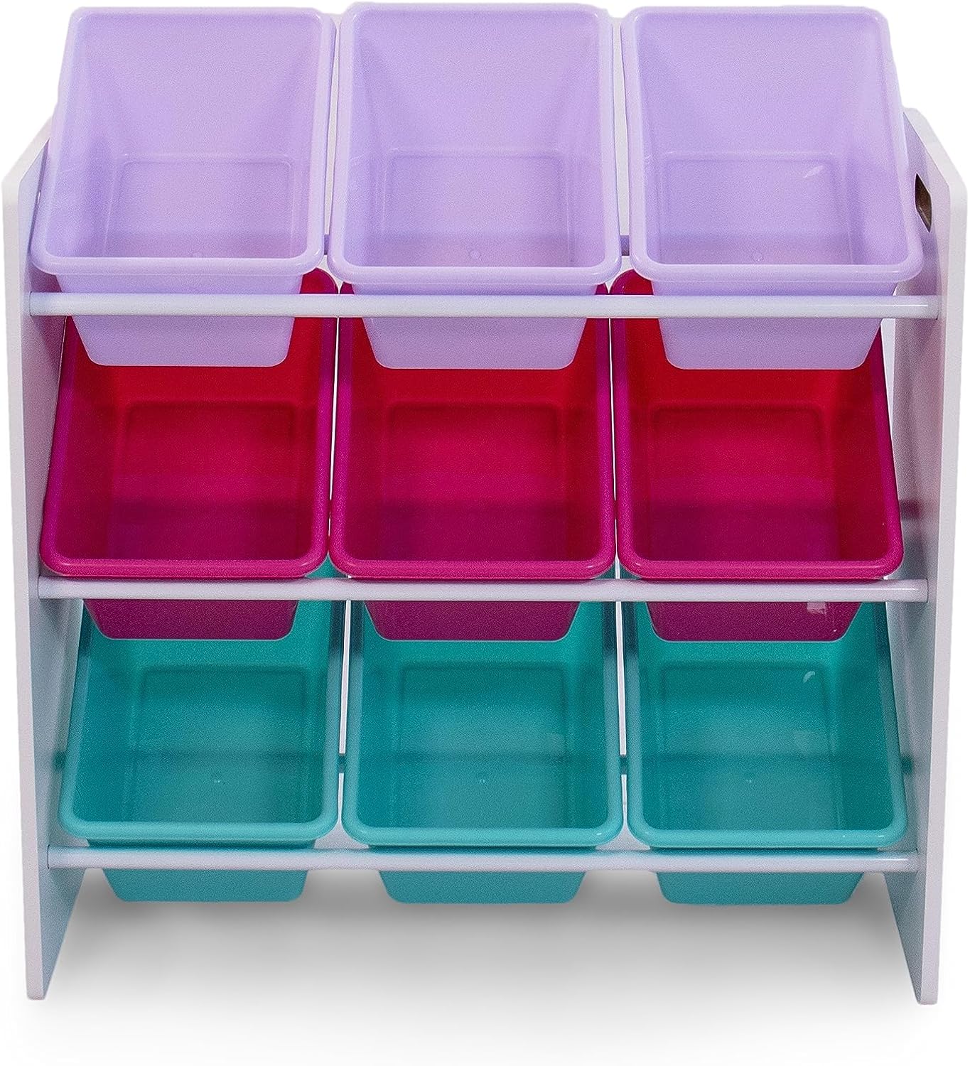 Humble Crew Forever Toy Storage Organizer with 9 Storage Bins, White/Pink/Purple/Aqua