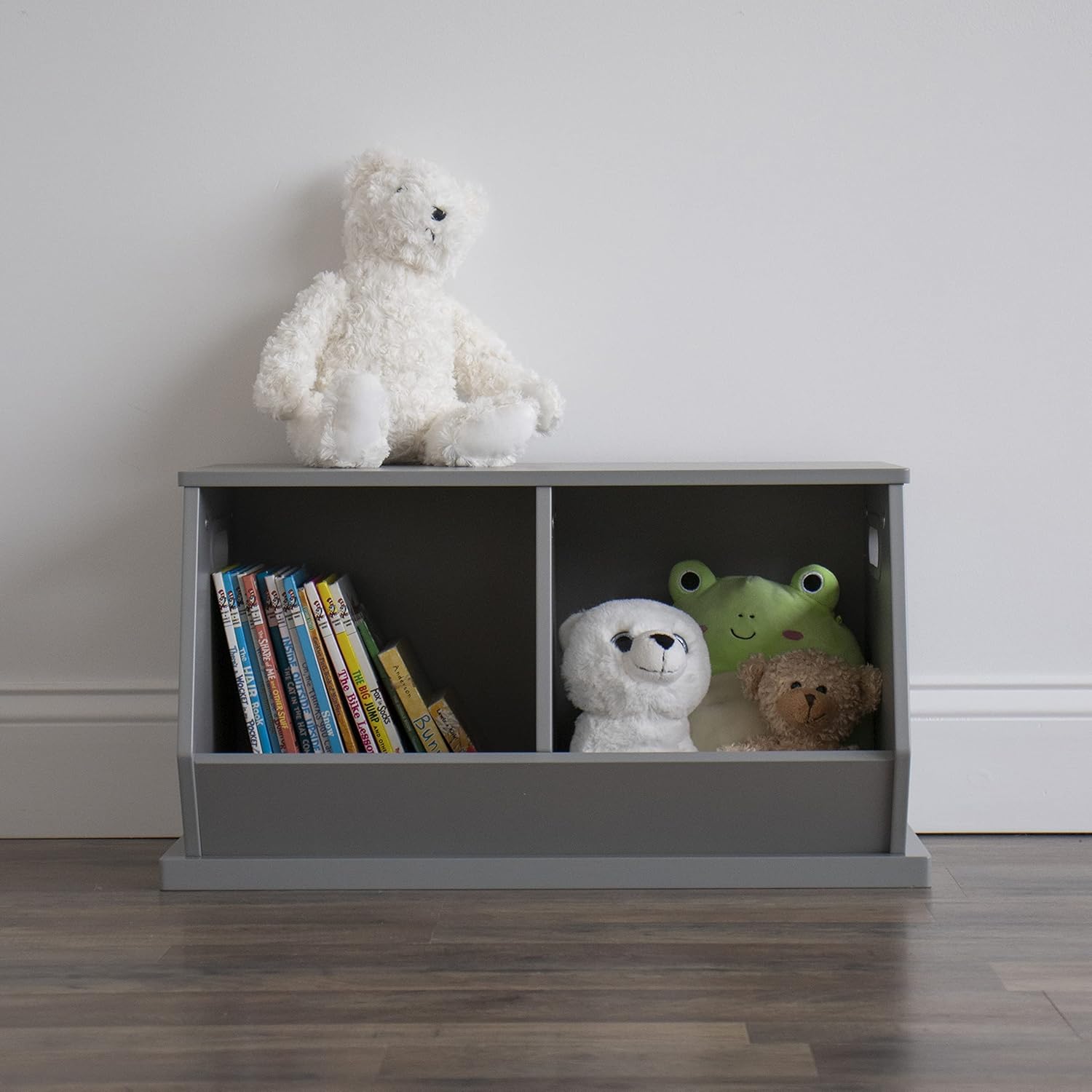 Humble Crew Wood Toy Storage Cubby and Kids Bookcase, Grey