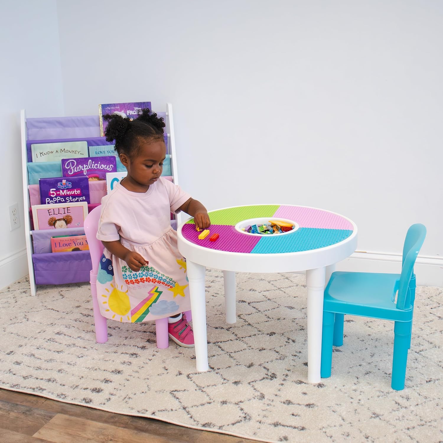 Humble Crew Forever Kids Supersized Bookshelf 6 Tier Book Organizer, White/Pink/Purple/Aqua