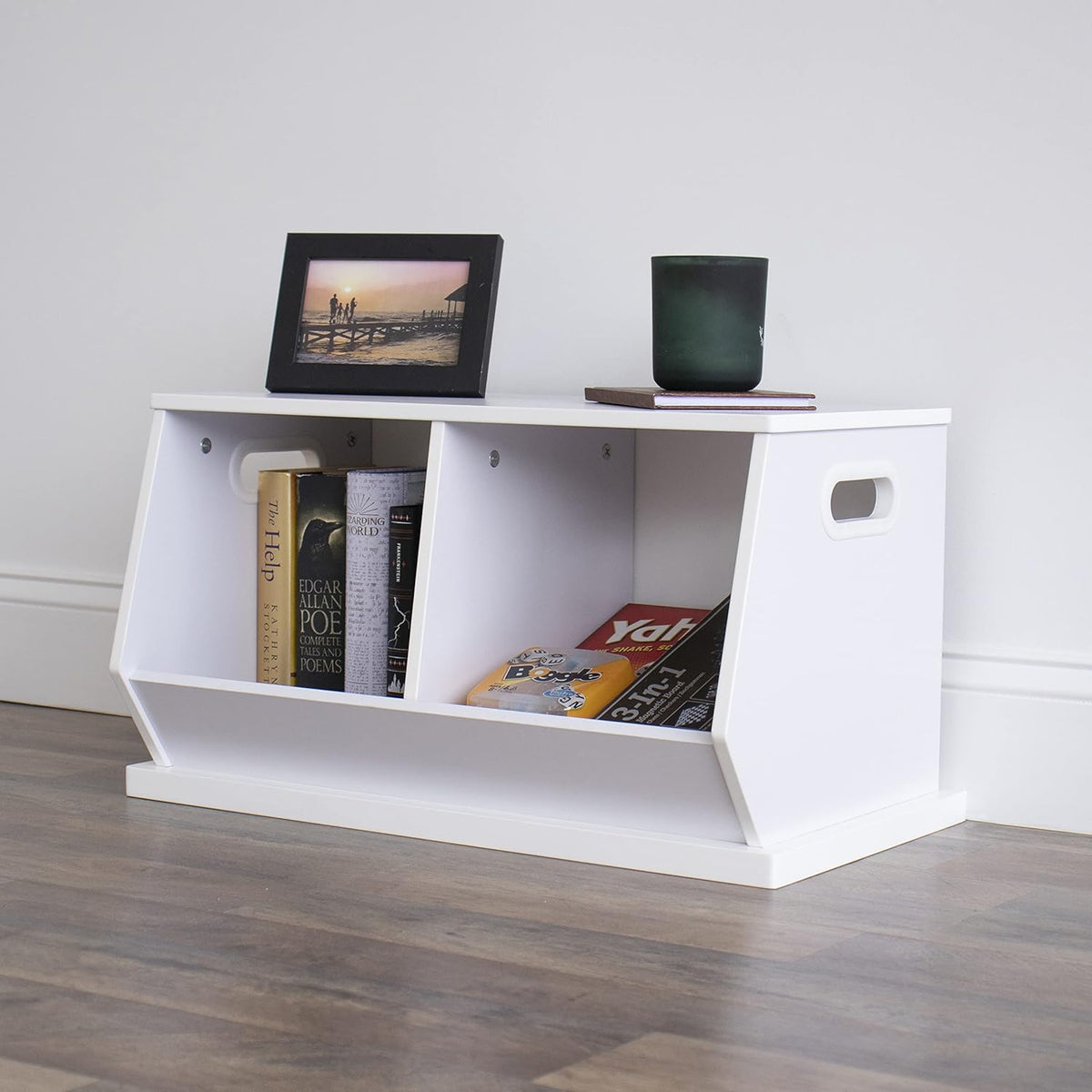 Humble Crew Wood Toy Storage Cubby and Kids Bookcase, White