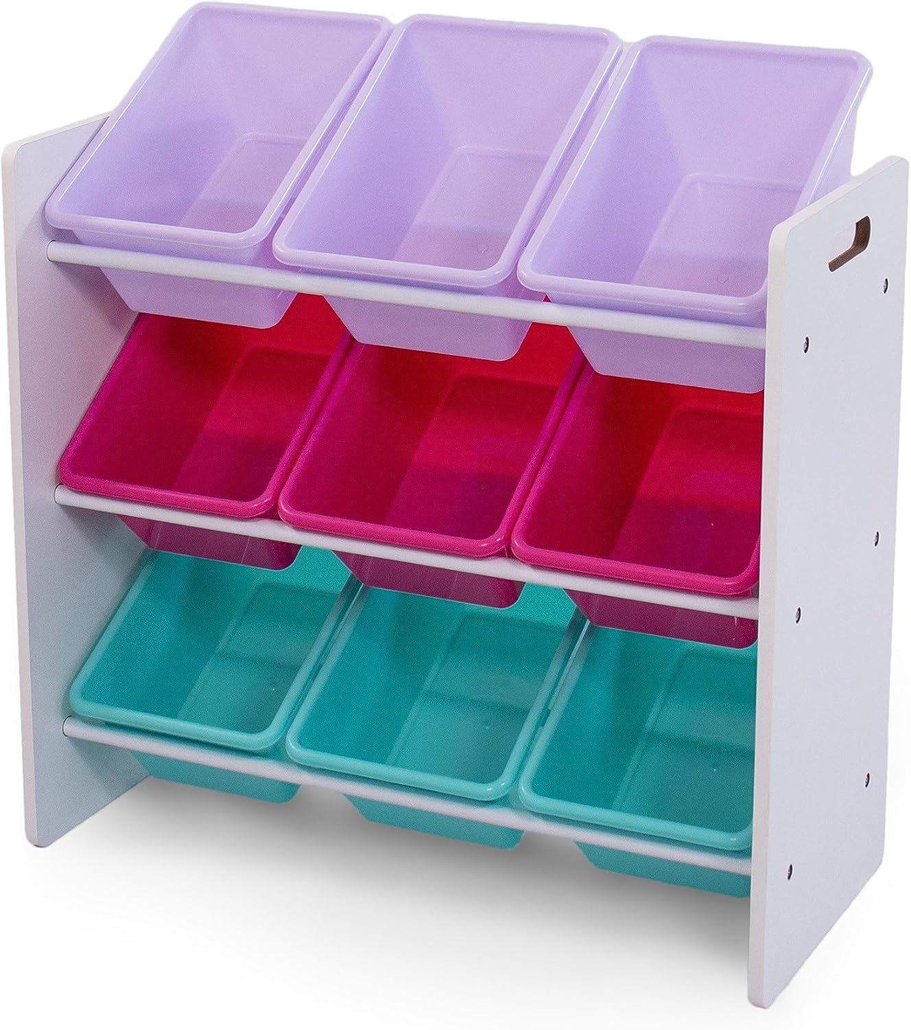 Humble Crew Forever Toy Storage Organizer with 9 Storage Bins, White/Pink/Purple/Aqua