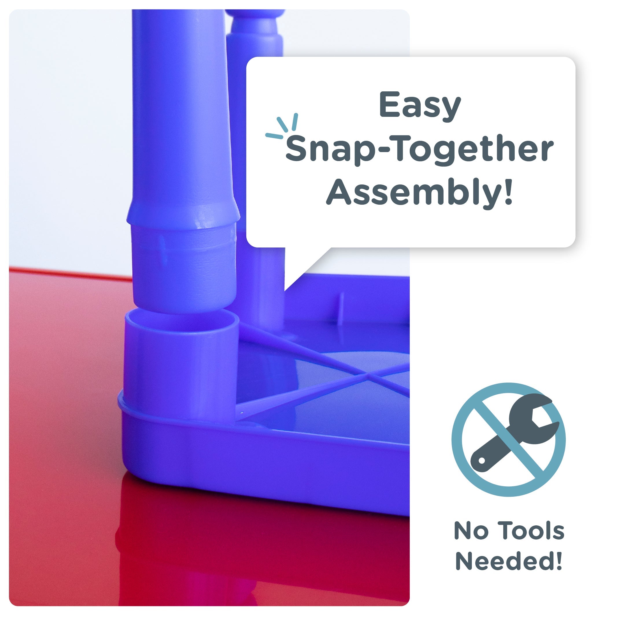 Kids 2-in-1 Plastic Building Blocks-Compatible Activity Table and 2 Chairs Set, Square, White/Blue/Red