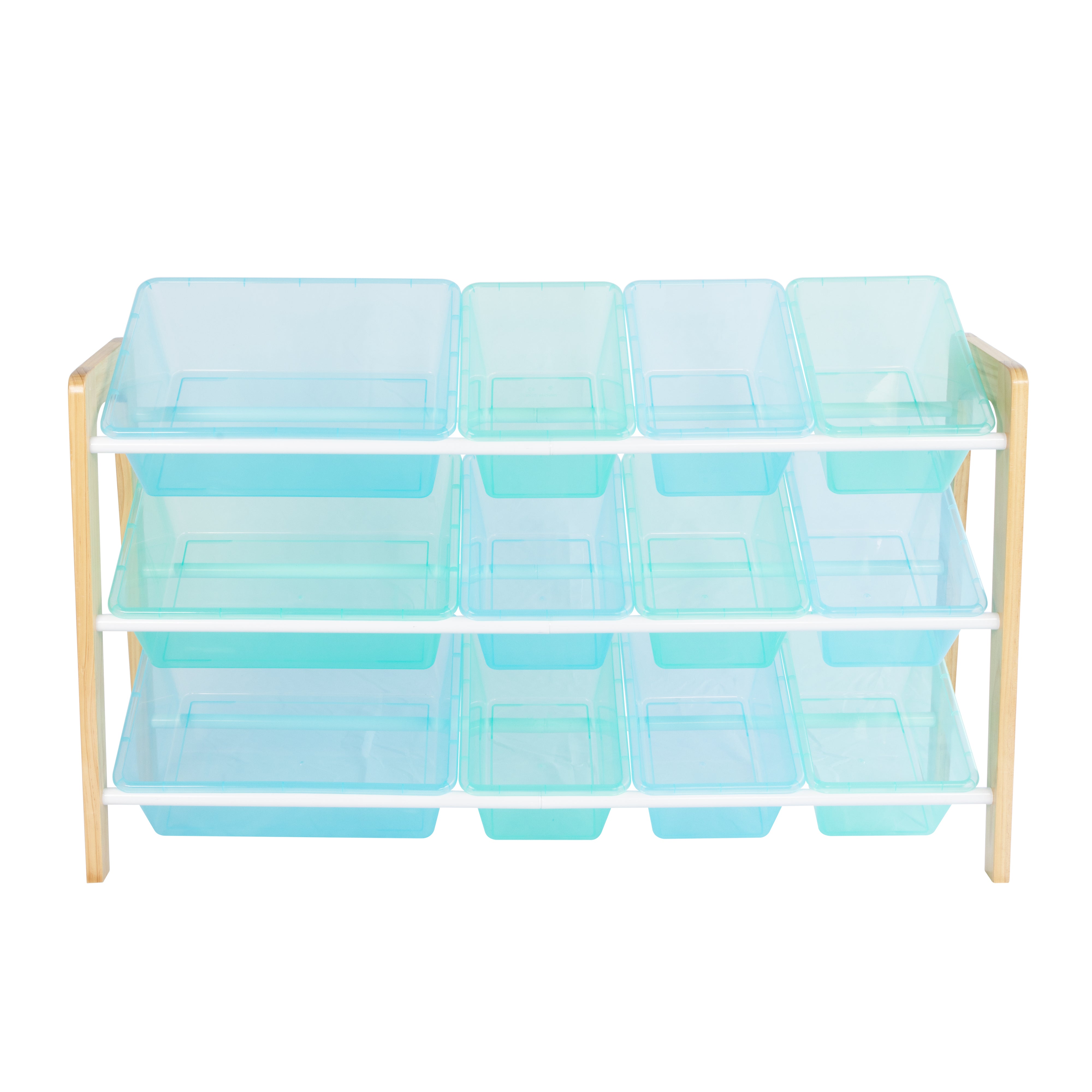 Humble Crew Kids 3-in-1 Activity Table with Markers, Building Bricks & 12-Bin Toy Storage Organizer