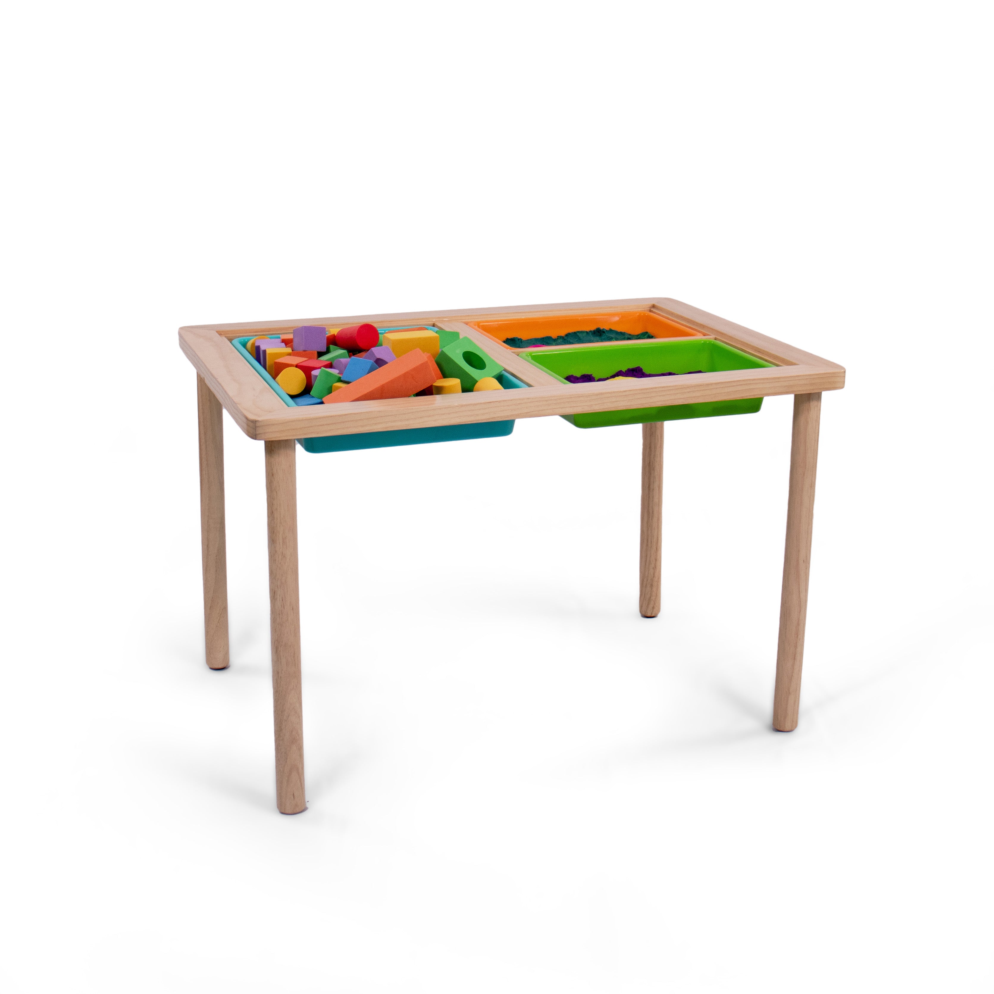 Interactive Toddler Sensory Play Table with 3 Multicolor Storage Bins with Cover, Solid Wood Construction, for Slime, Sand, Kinetic Sand, Water, Hands-On Learning