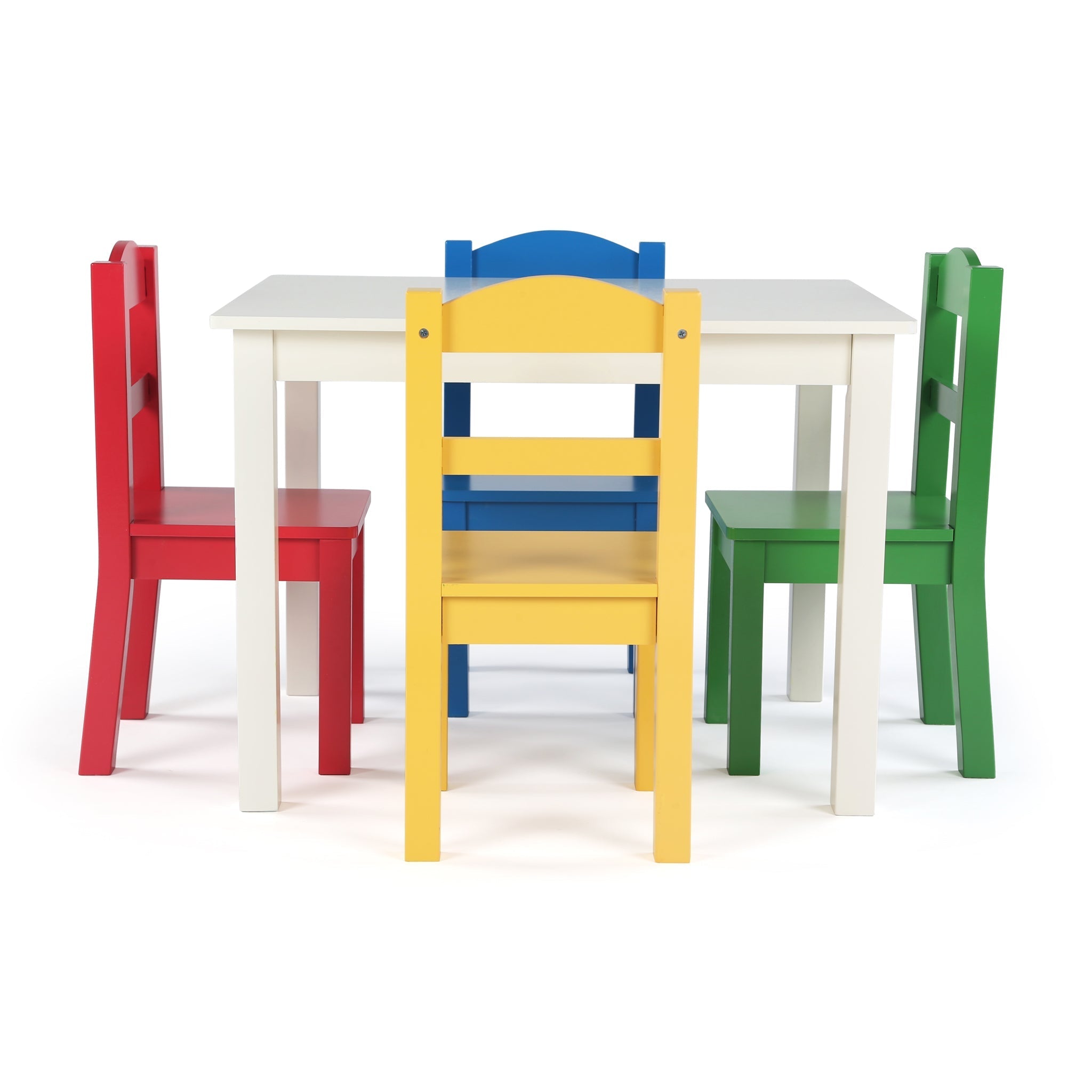 Summit White Wood Table & 4 Primary Chairs