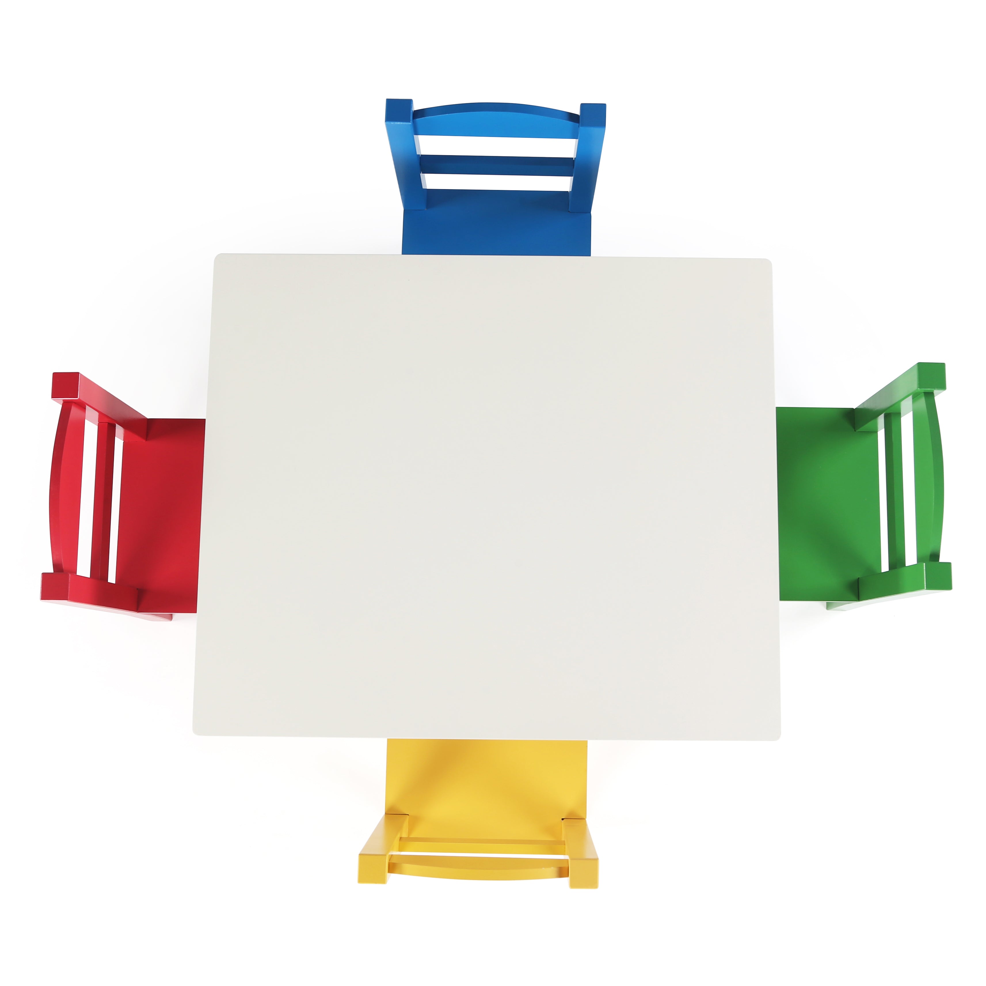 Summit White Wood Table & 4 Primary Chairs