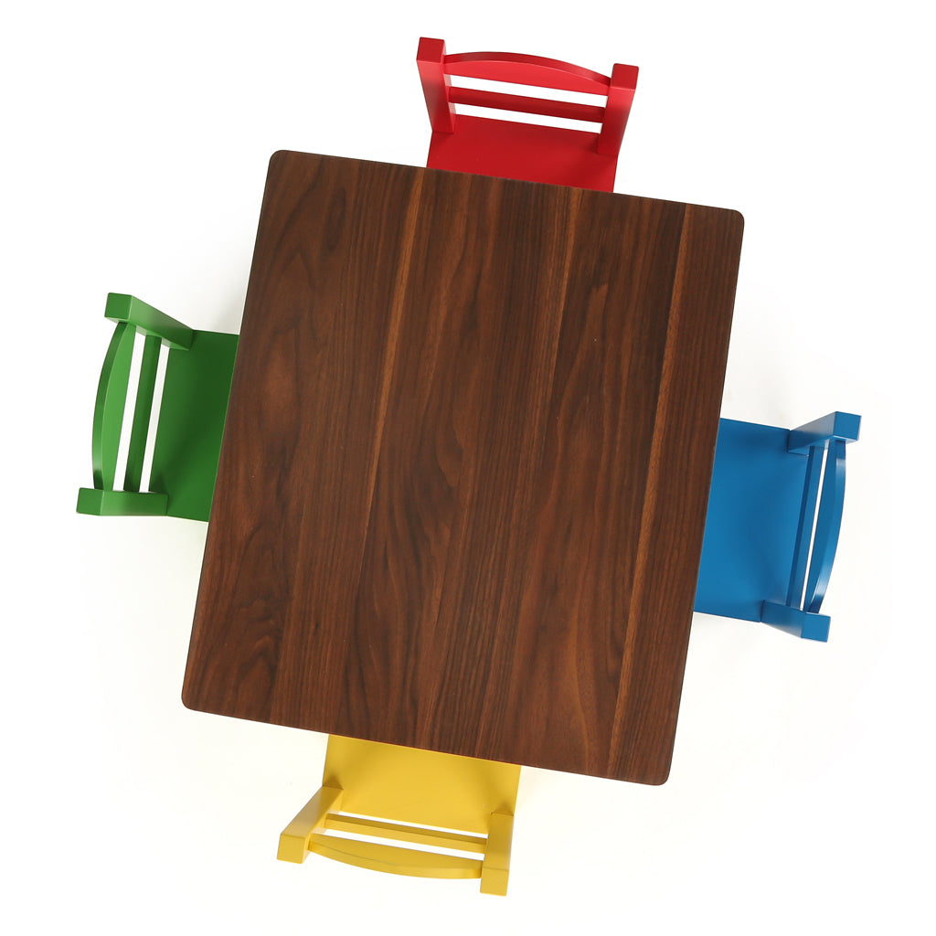 Discover Walnut Wood Kids Table & 4 Primary Chairs