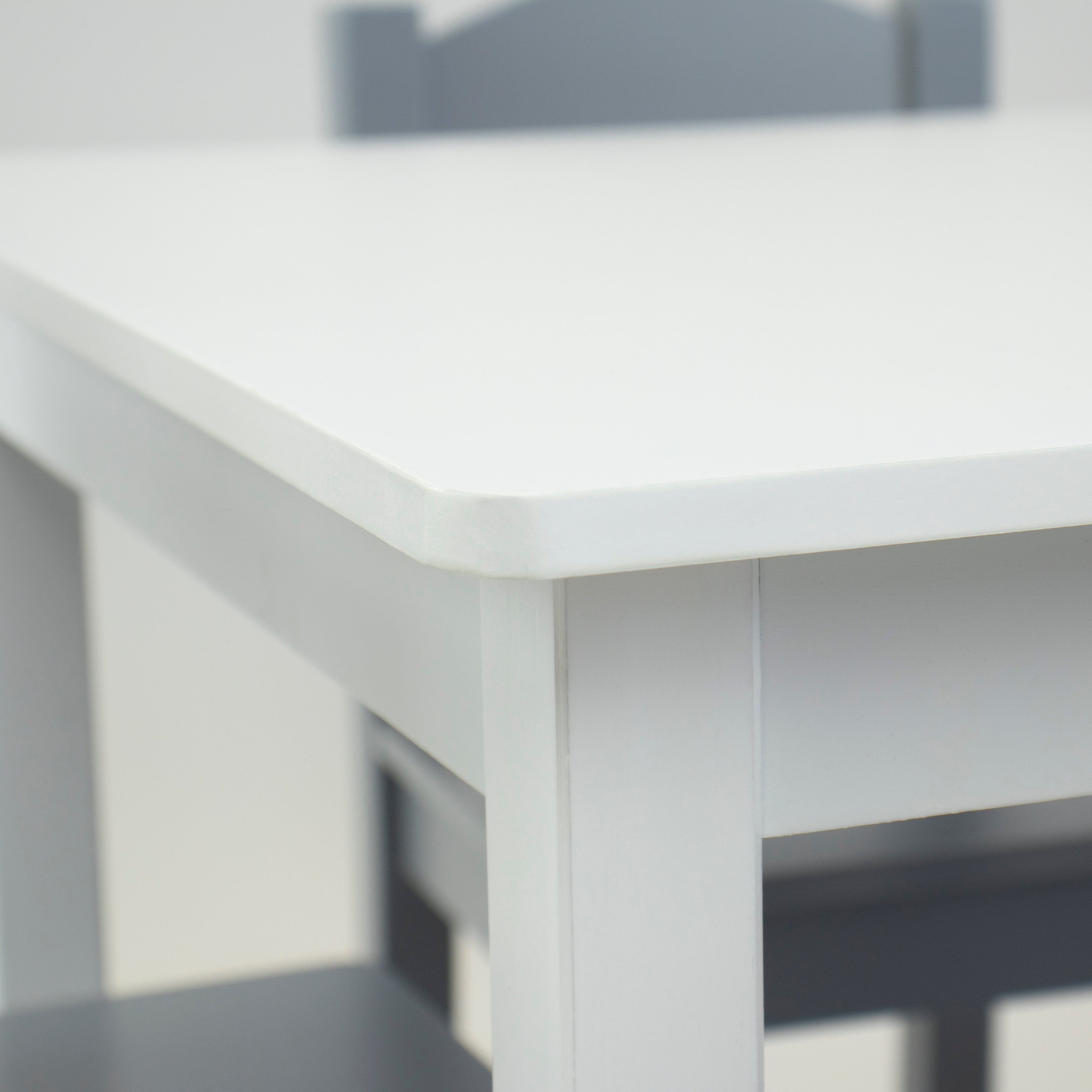 Springfield White Wood Kids Table & 4 Grey Chairs