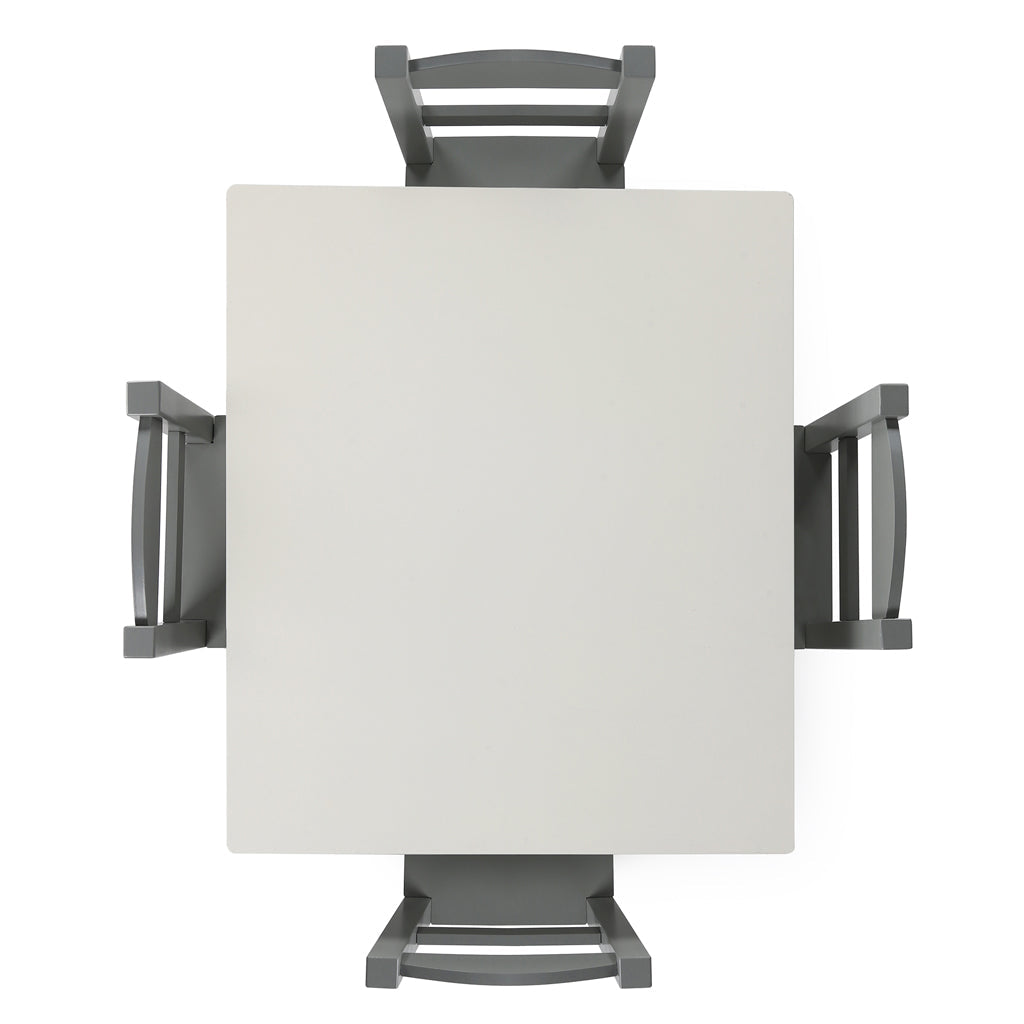 Springfield White Wood Kids Table & 4 Grey Chairs