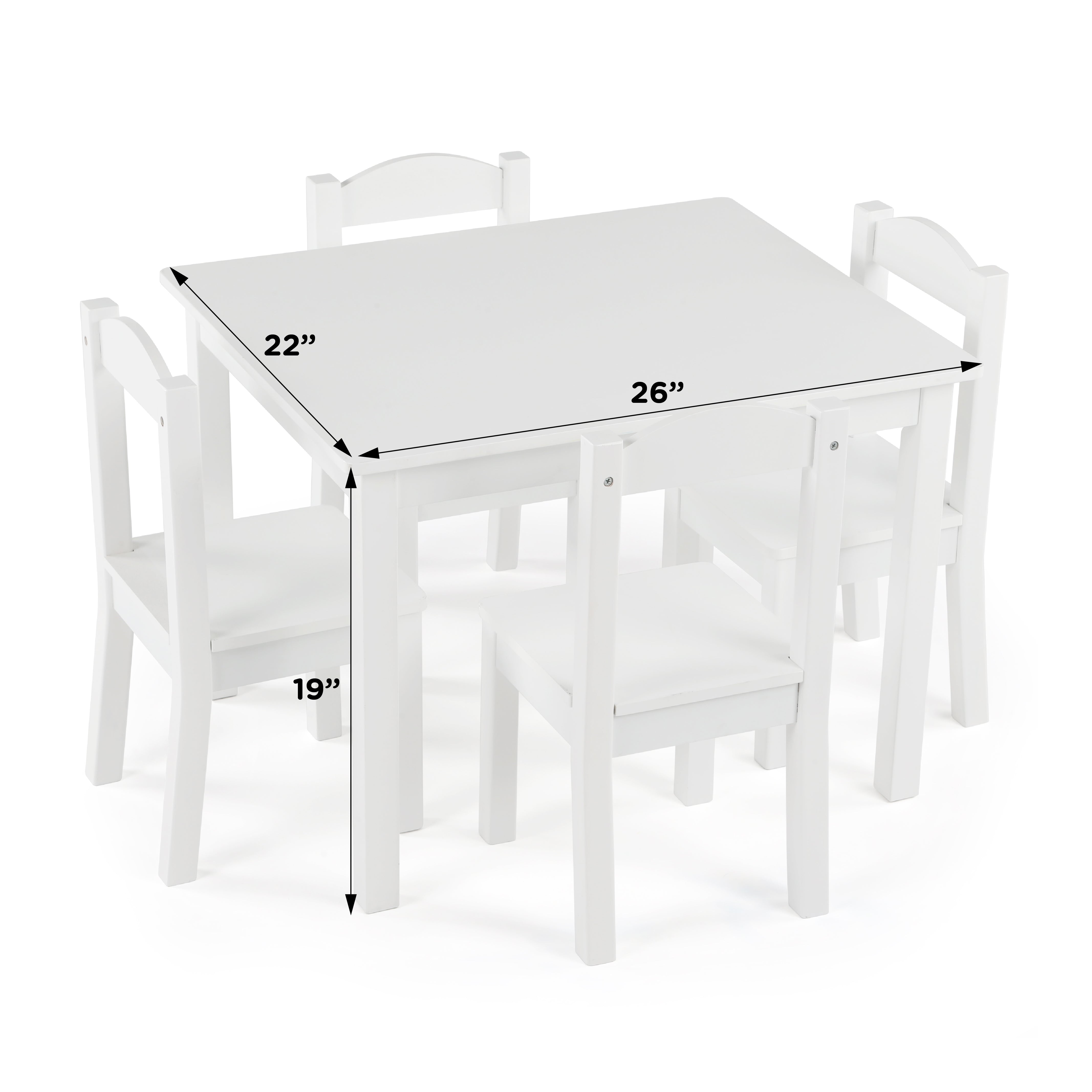 Cambridge White Wood Kids Table & 4 Chairs Set