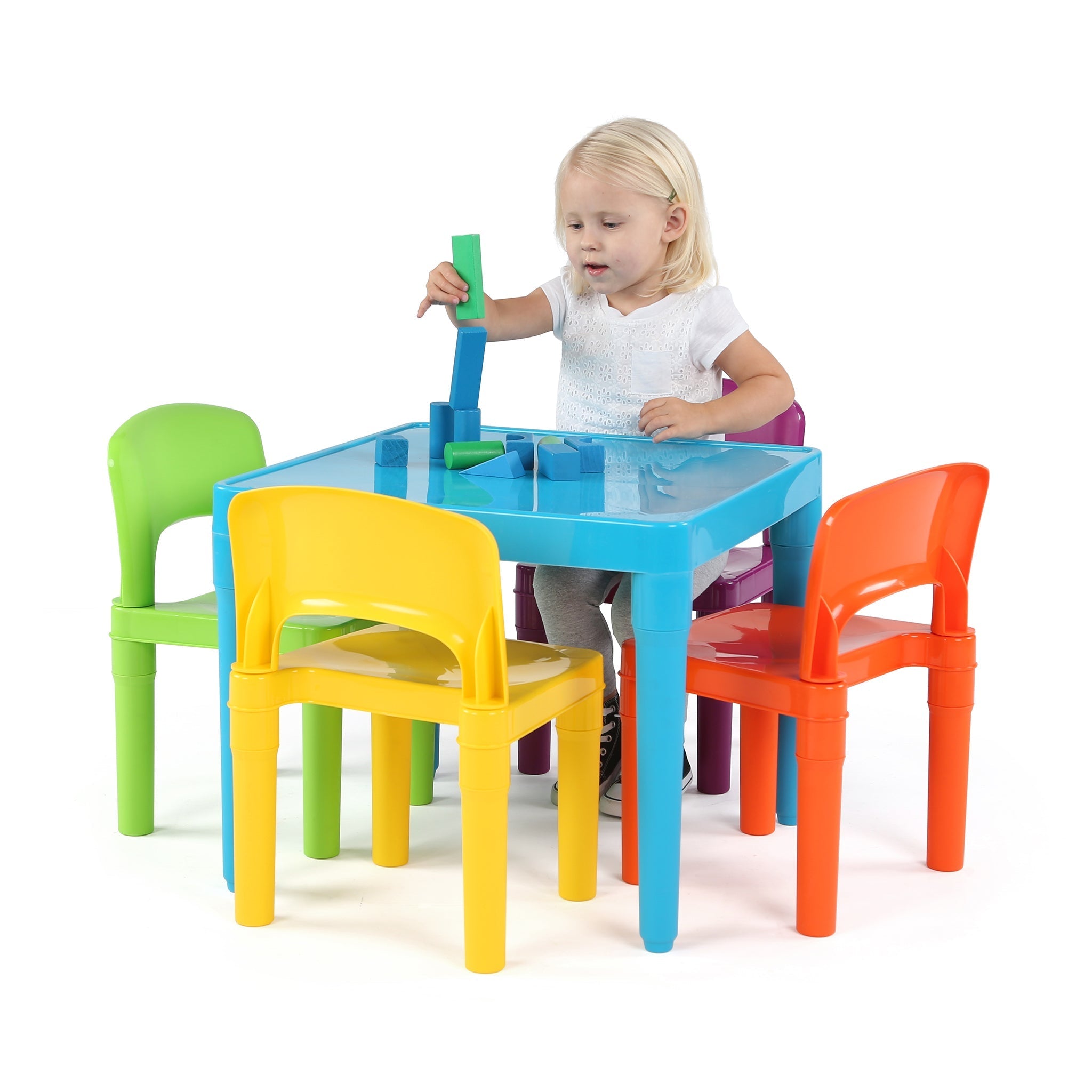 Playtime Plastic Activity Table 5-Piece Set - Bright Blue