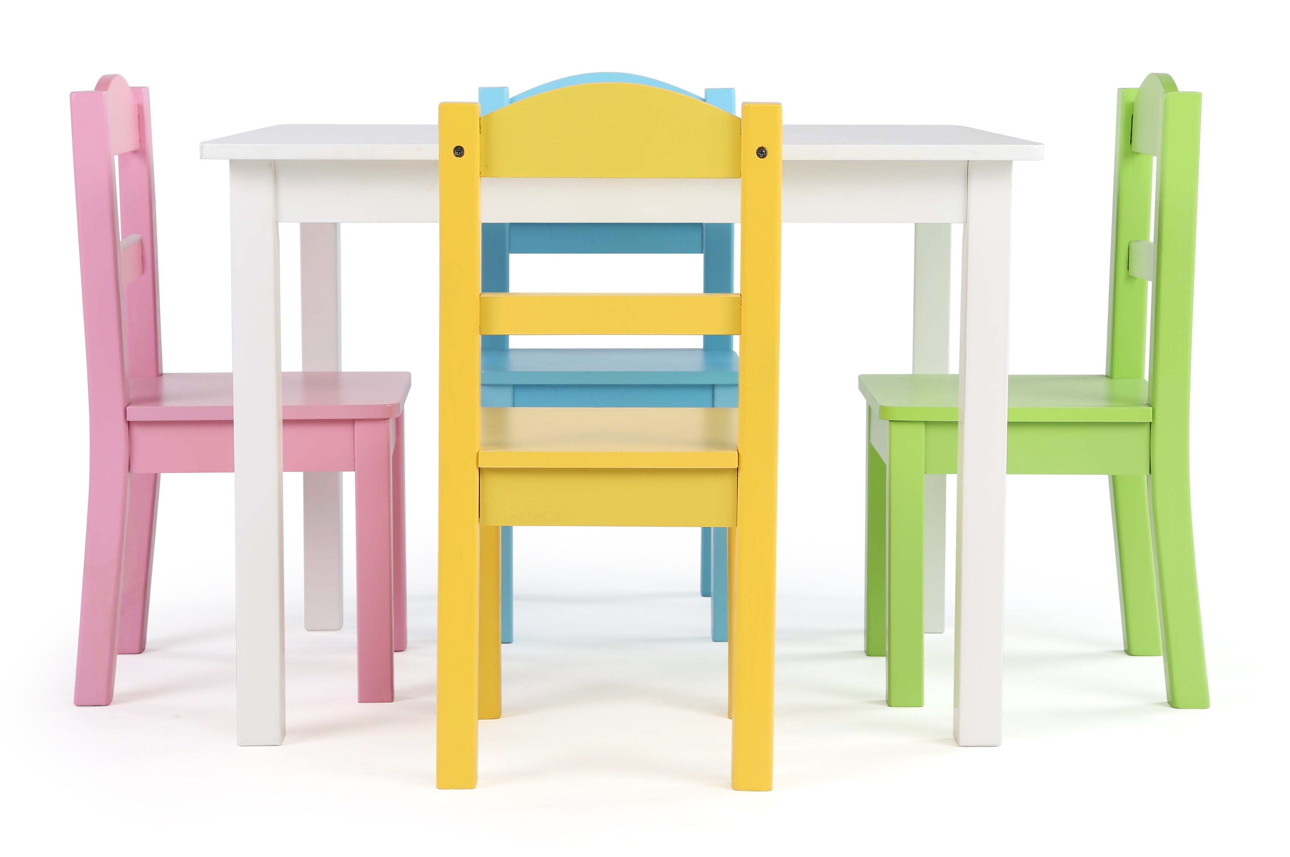 Pastel White Kids Table & 4 Chairs