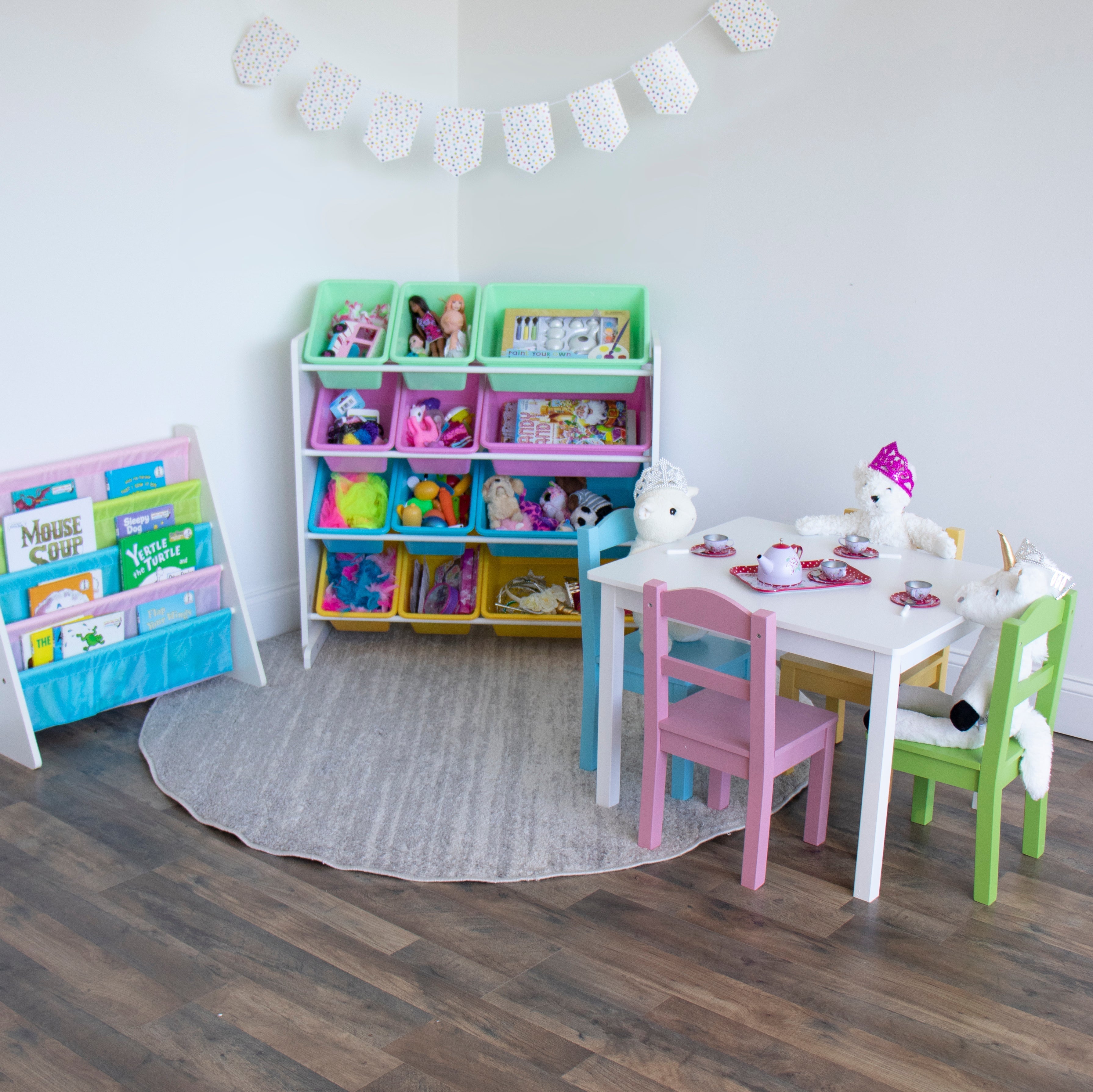 Pastel White Kids Table & 4 Chairs