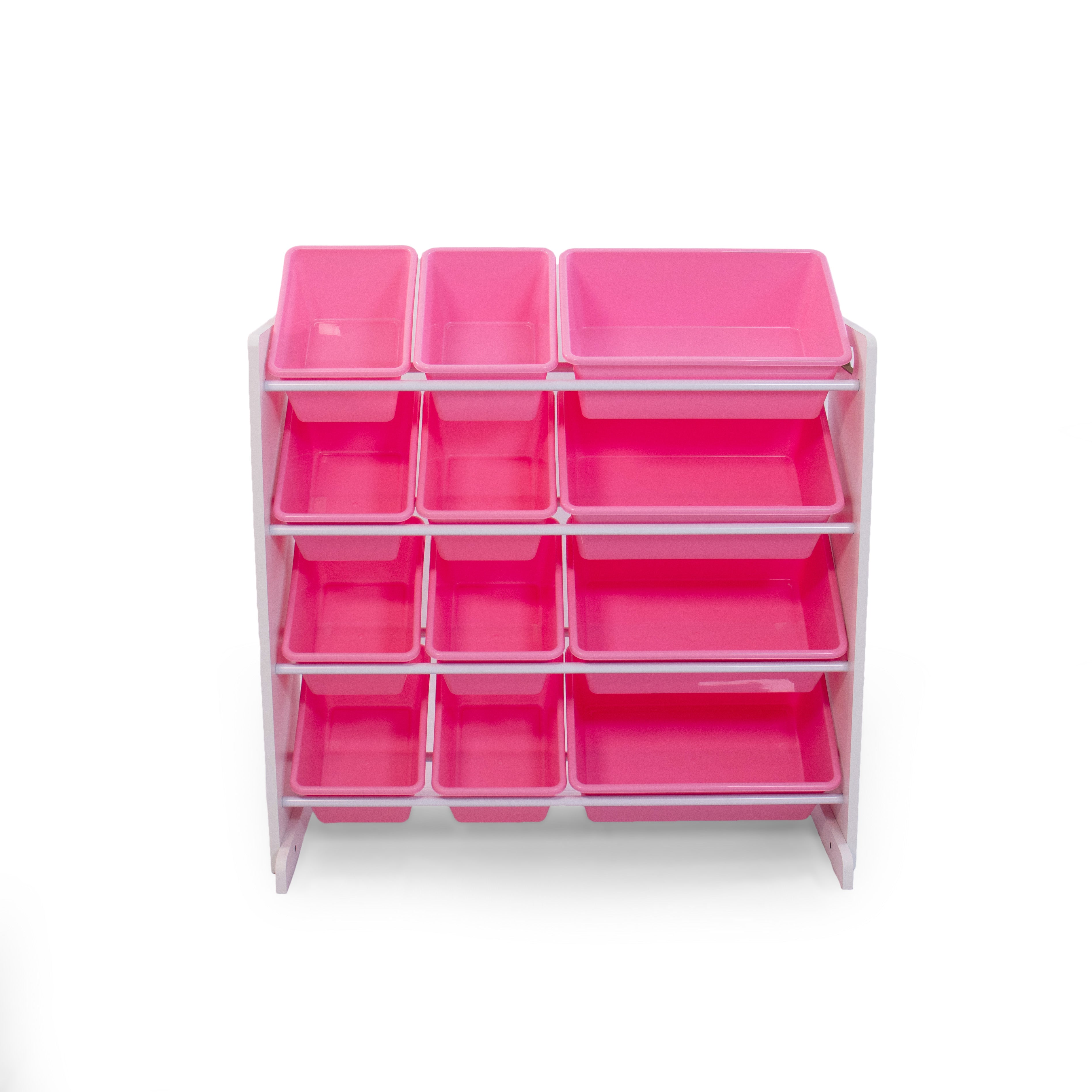Humble Crew 12 Bin Toy Storage Organizer, White/Pink