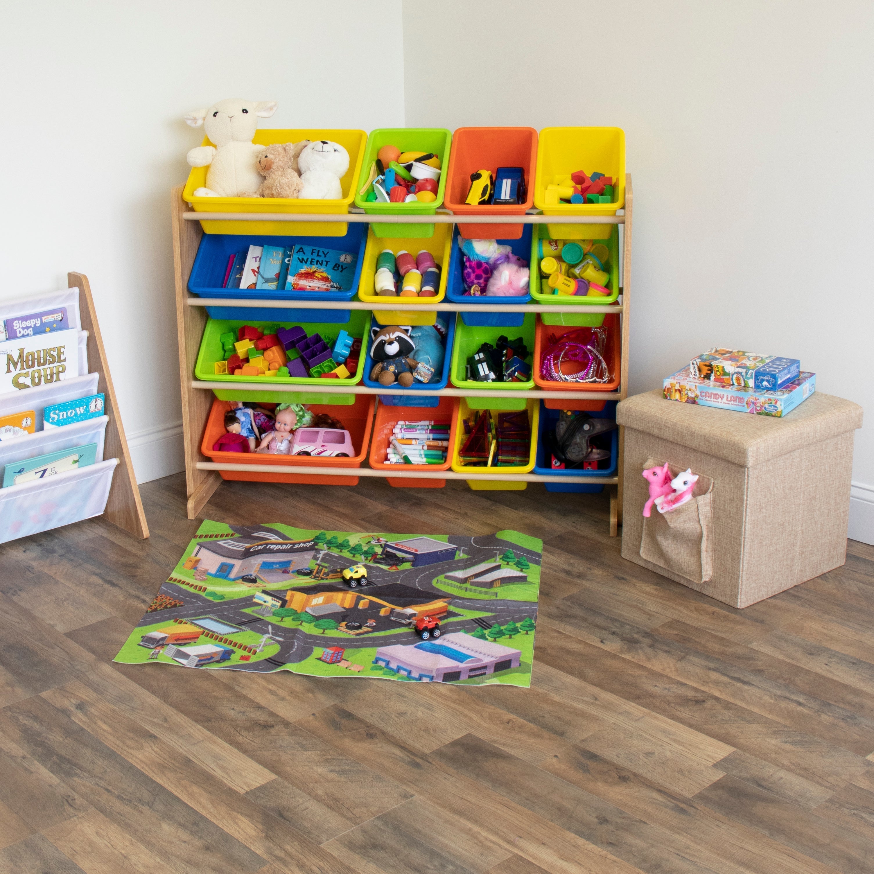 Pacific Super Sized Toy Storage Organizer with 16 Storage Bins, Natural/Multi