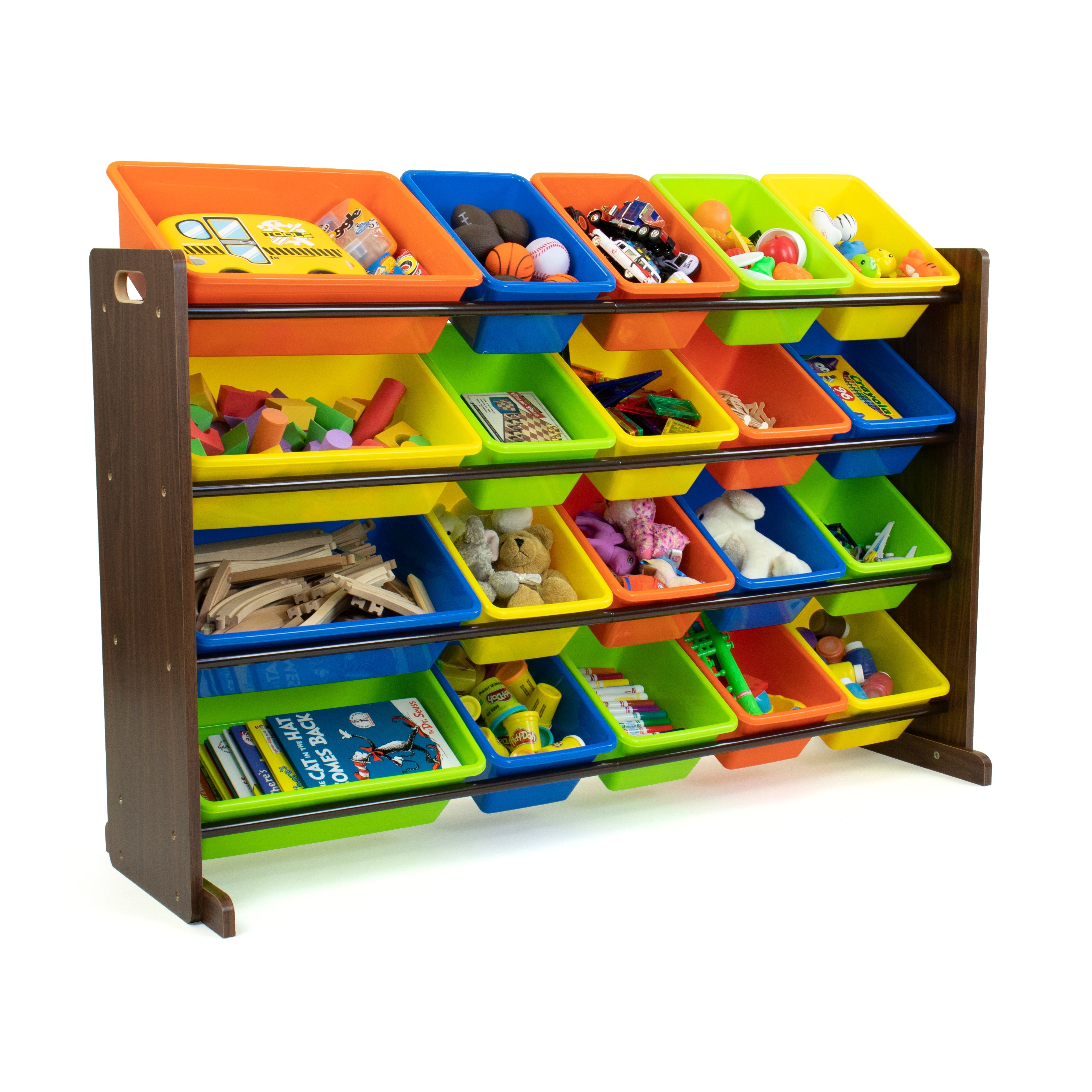 Forest Extra Large Toy Storage Organizer with 20 Storage Bins, Dark Walnut/Multi