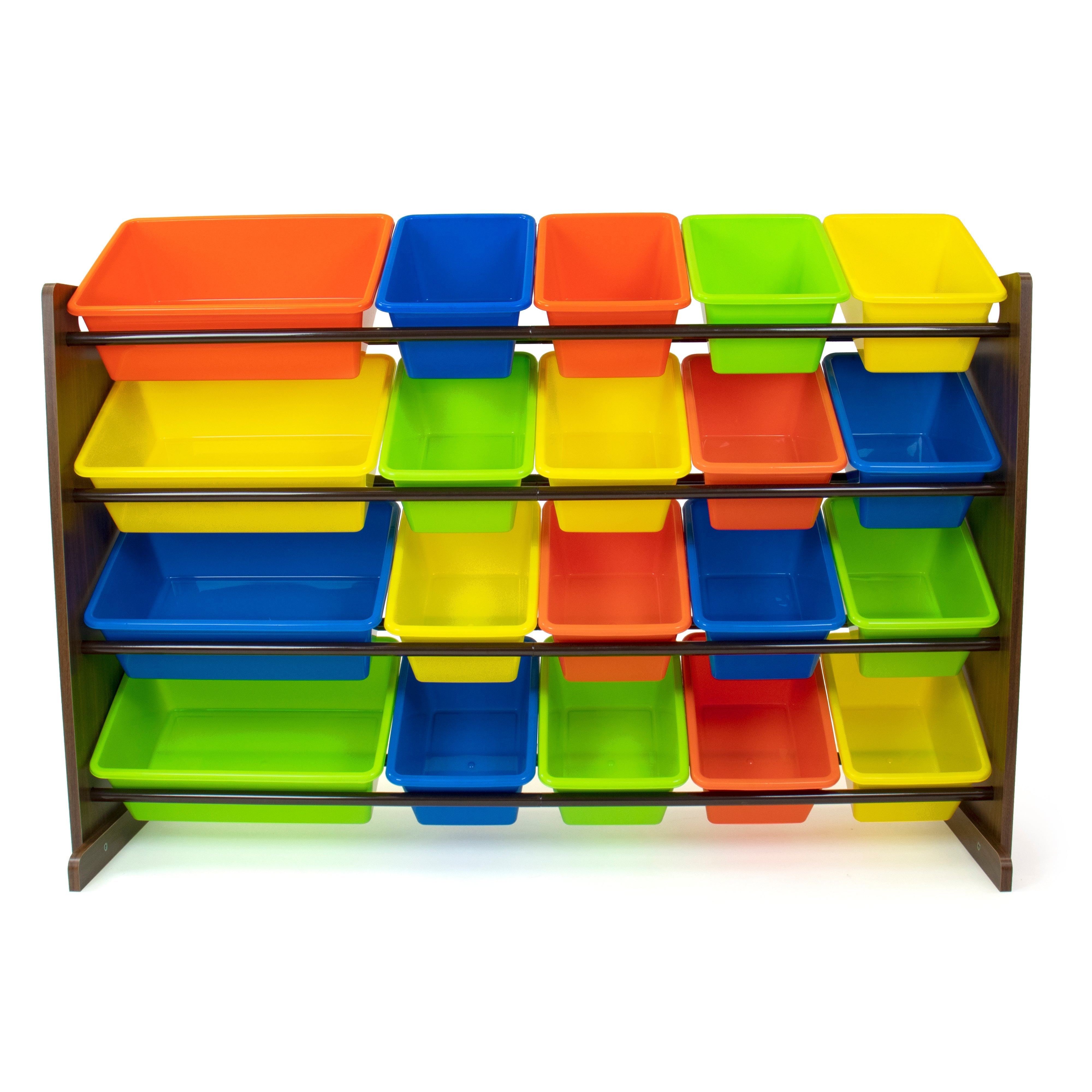 Forest Extra Large Toy Storage Organizer with 20 Storage Bins, Dark Walnut/Multi