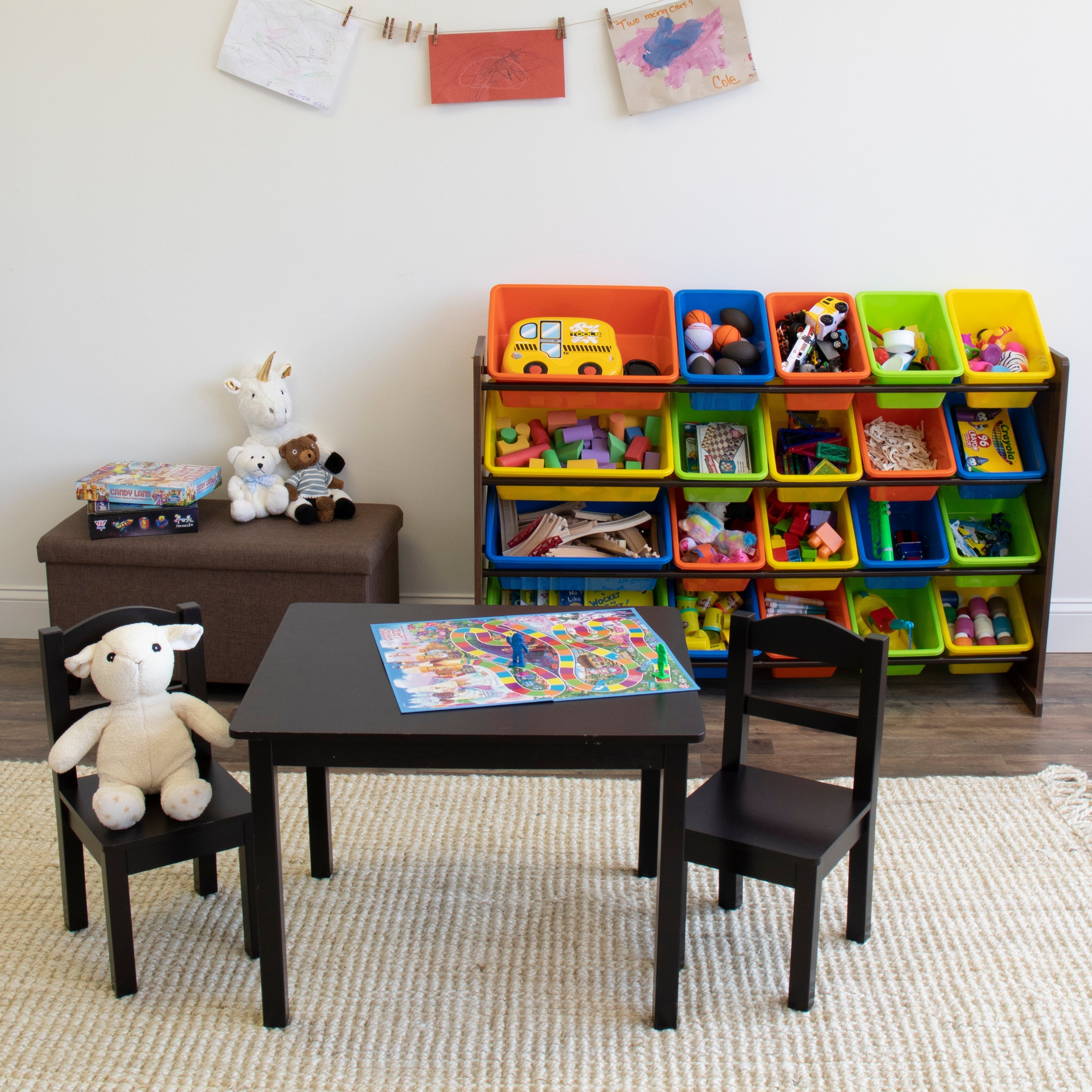 Forest Extra Large Toy Storage Organizer with 20 Storage Bins, Dark Walnut/Multi