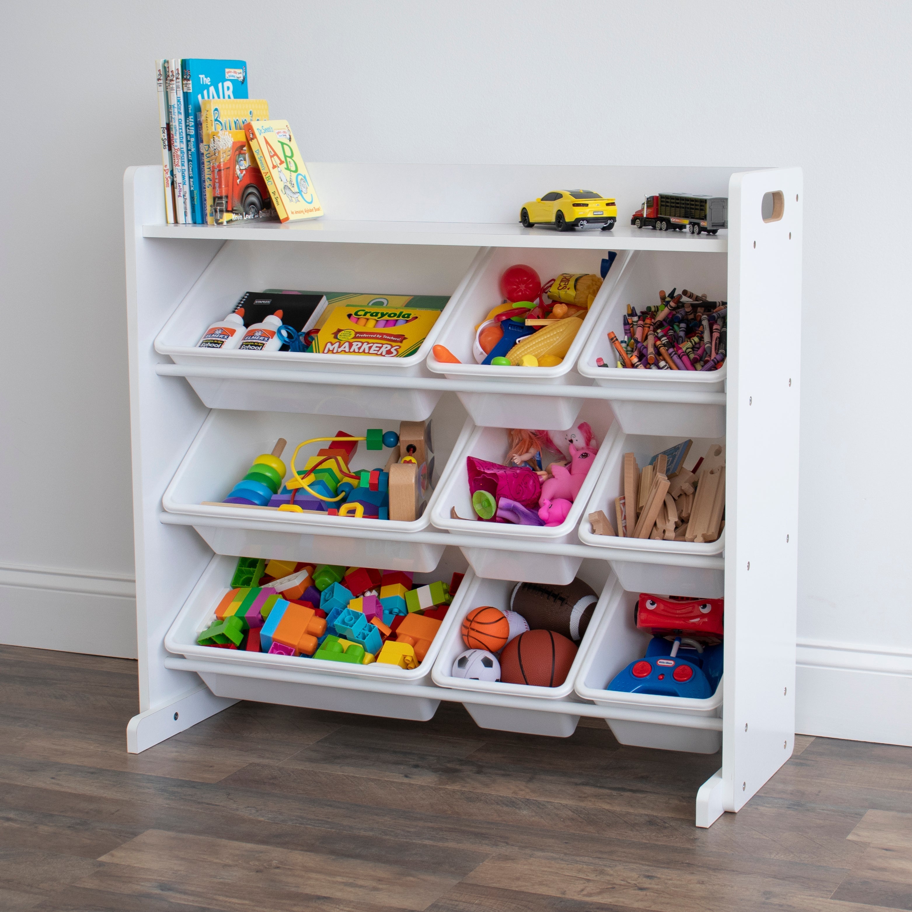 Cambridge White Toy Storage Organizer with Shelf and 9 Storage Bins