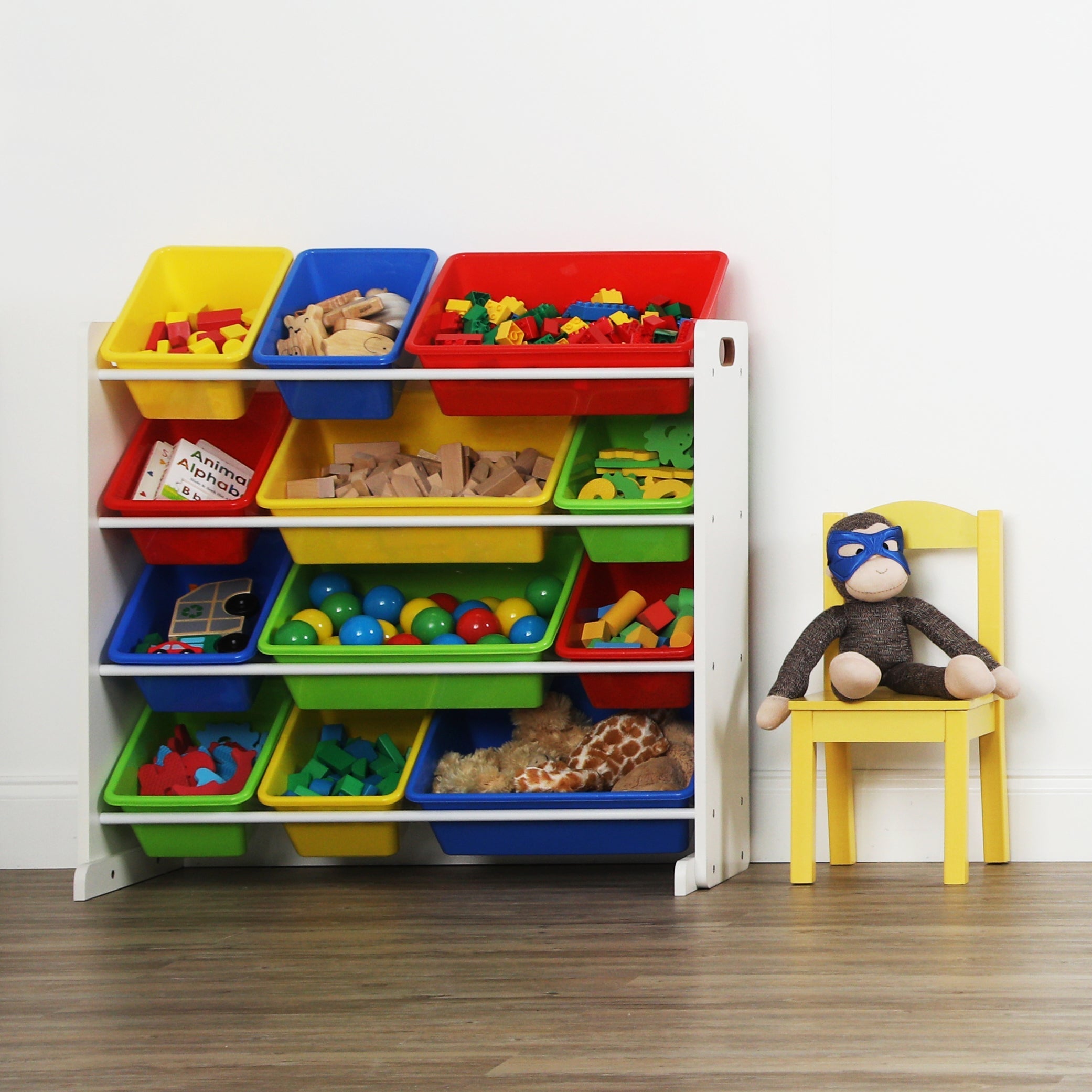 Summit White and Primary 12-Bin Toy Organizer