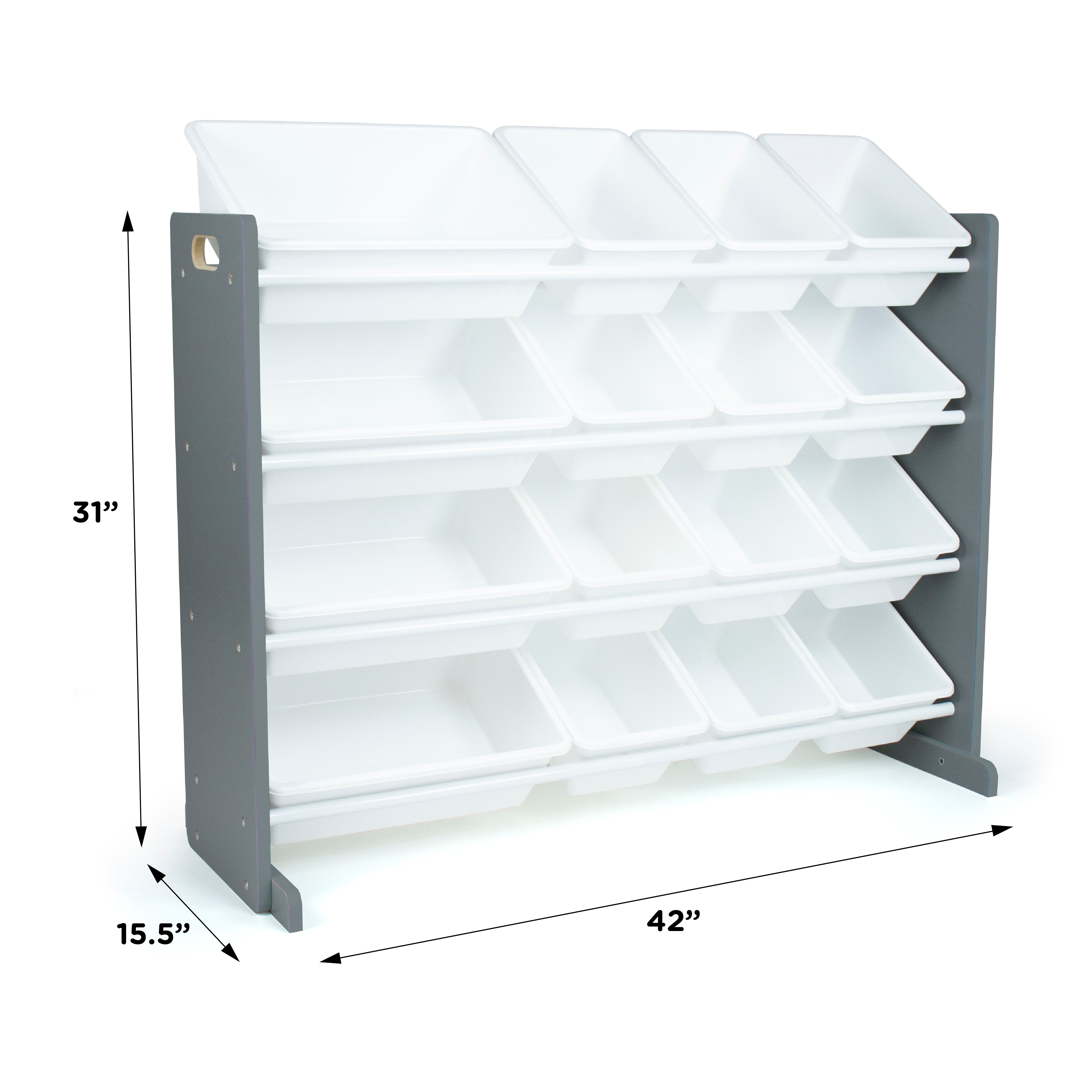 Soho Grey/WhiteToy Storage Organizer with 16 Storage Bins