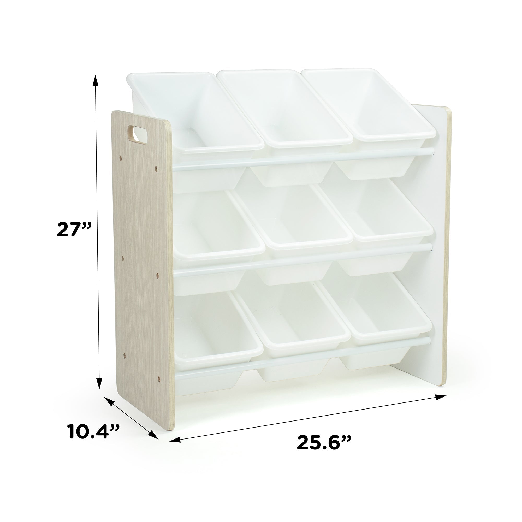 Hampton Sandwashed Toy Storage Organizer with 9 Plastic Storage Bins