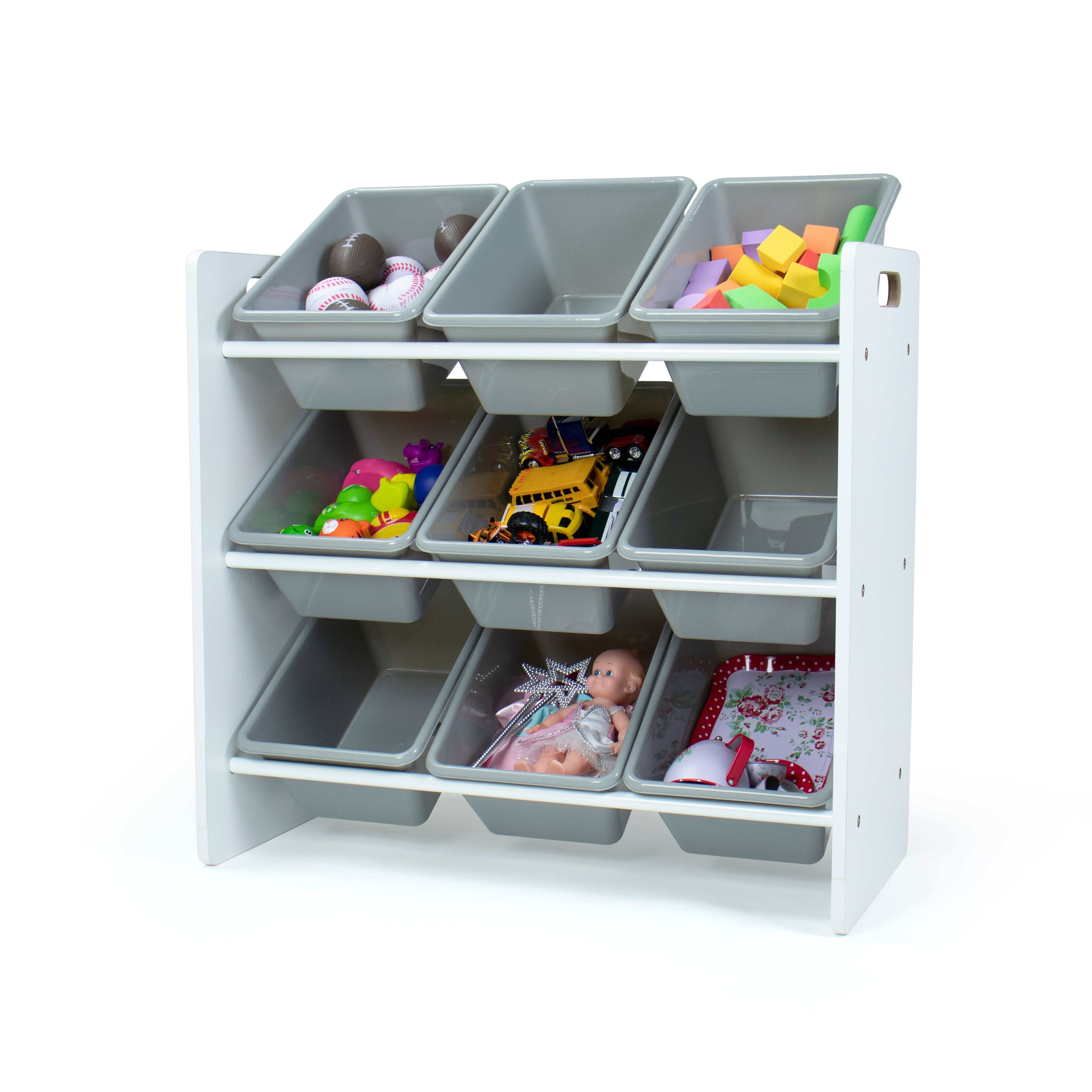 Explorer Toy Storage Organizer with 9 Plastic Storage Bins