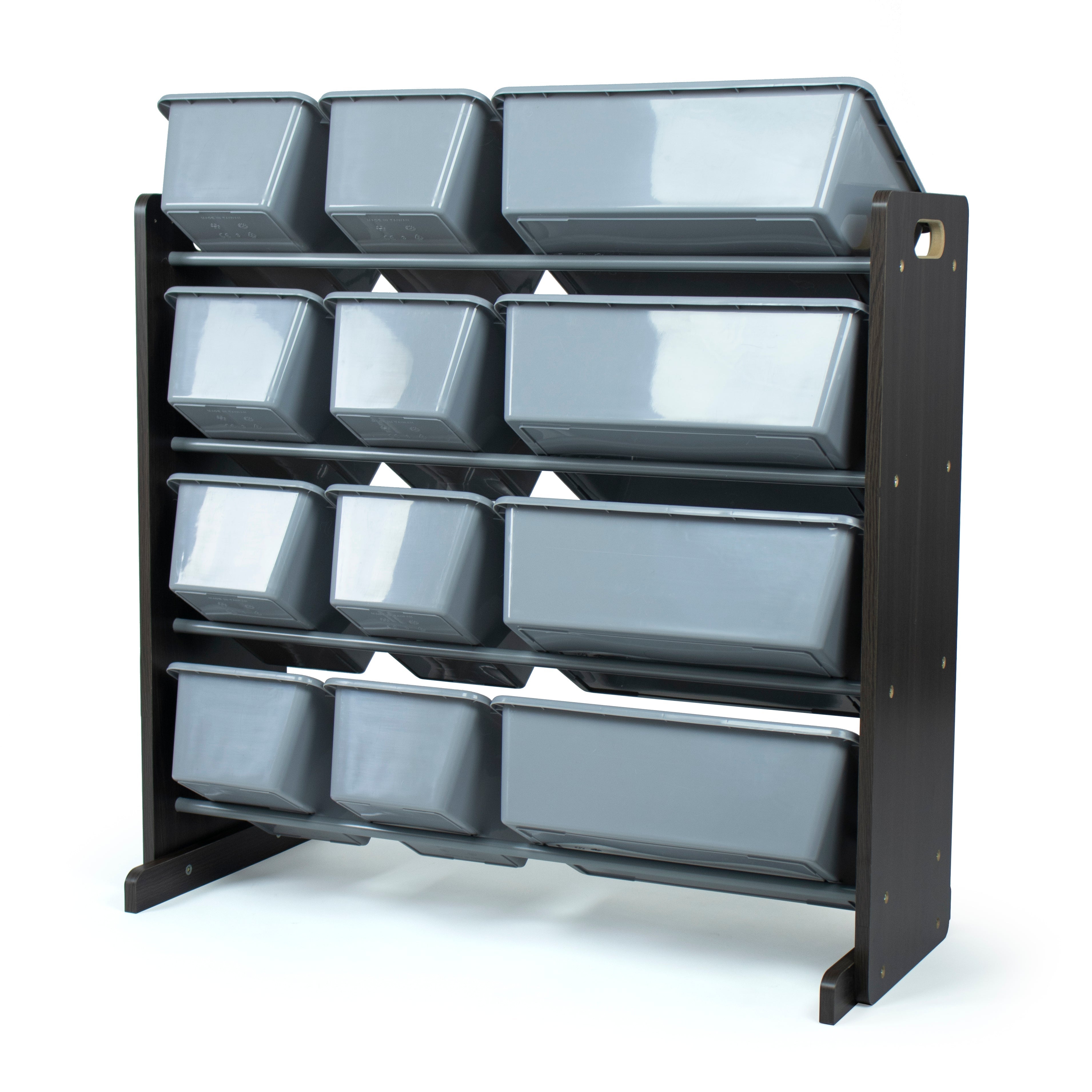 Sumatra Toy Storage Organizer with 12 Storage Bins, Espresso/Grey