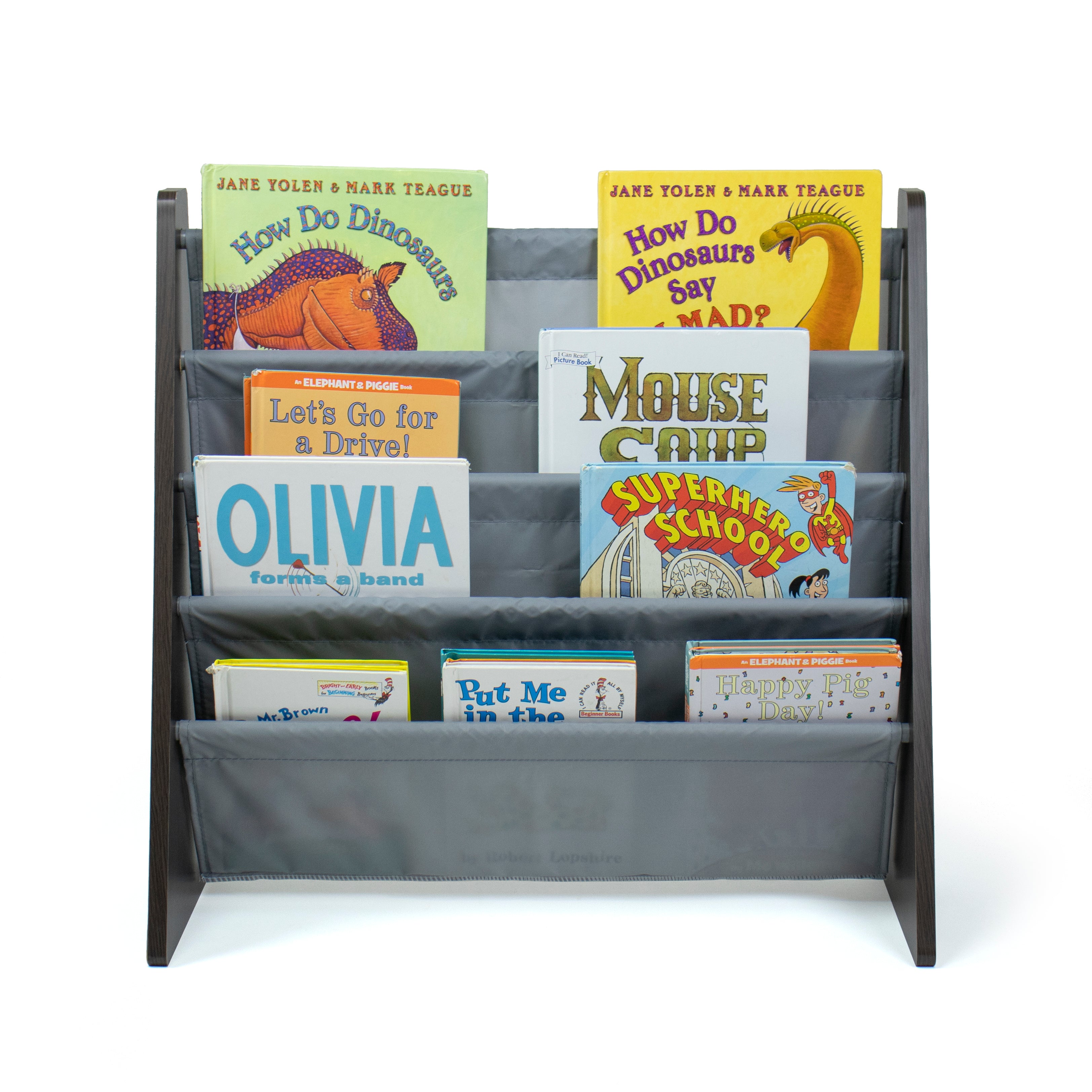 Sumatra Kids Bookshelf 4 Tier Bookrack Organizer, Espresso/Grey