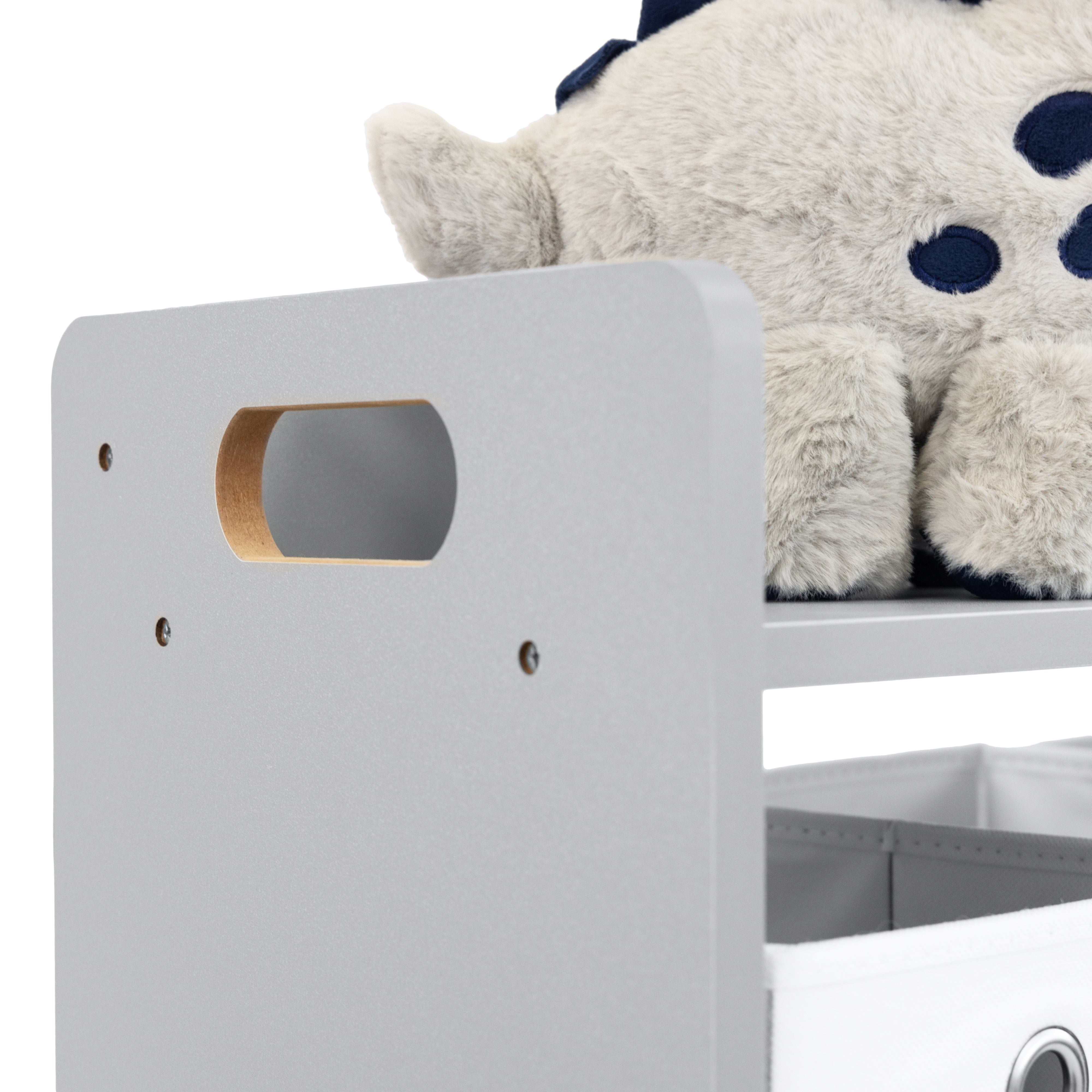 Humble Crew Inspire Kids Toy Storage Organizer with Shelf and 5 Collapsible Fabric Storage Bins, Grey/White