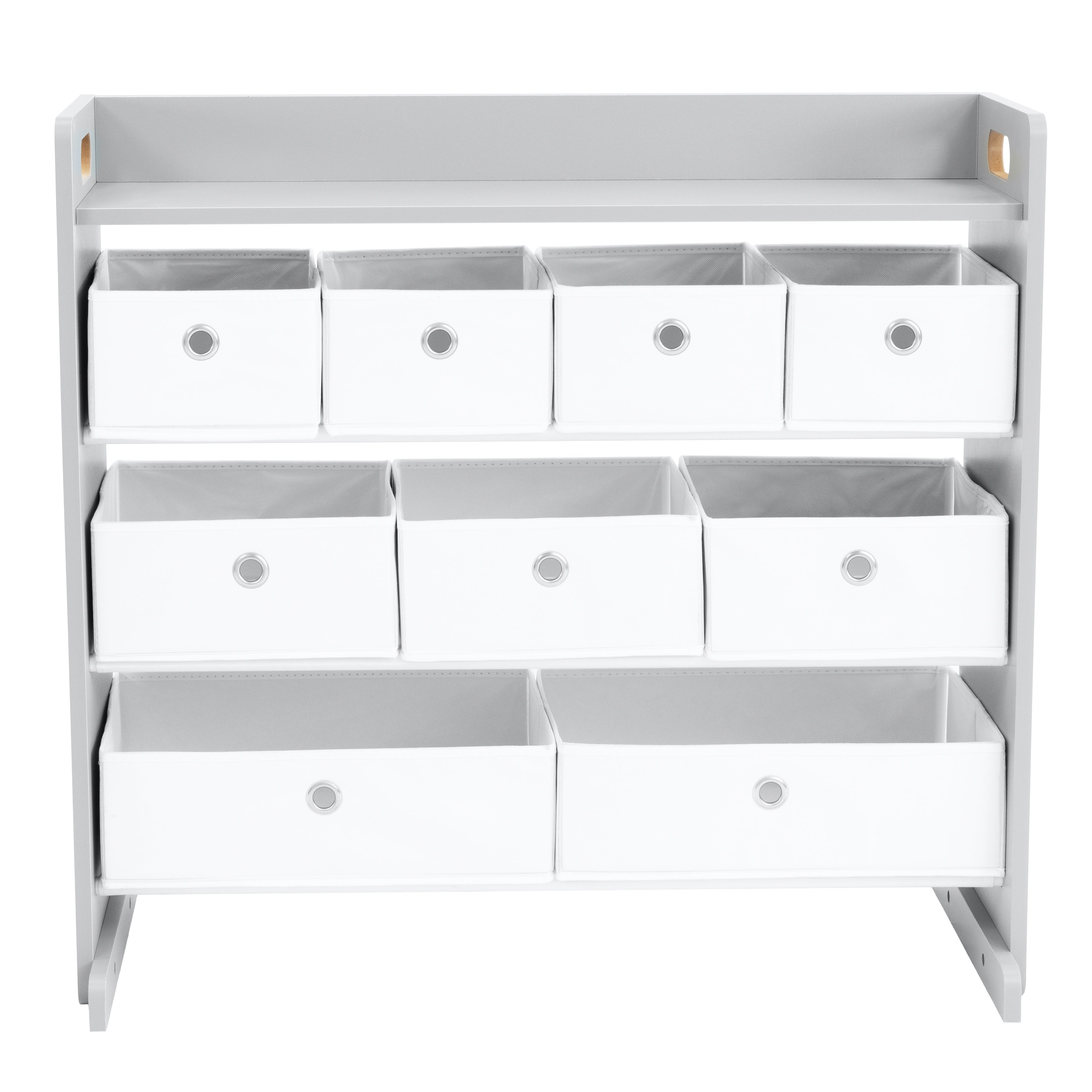 Humble Crew Inspire Kids Toy Storage Organizer with Shelf and 5 Collapsible Fabric Storage Bins, Grey/White