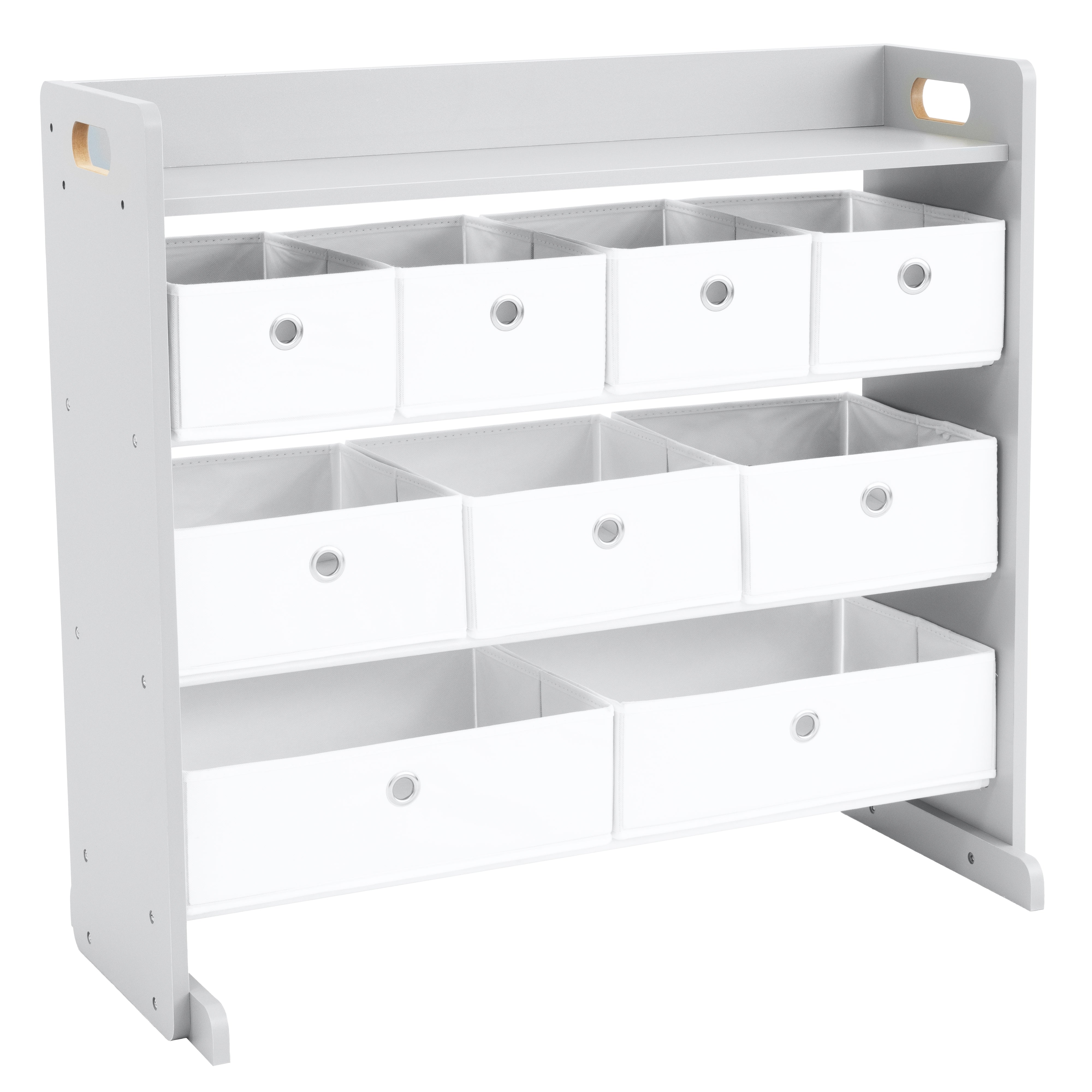 Humble Crew Inspire Kids Toy Storage Organizer with Shelf and 5 Collapsible Fabric Storage Bins, Grey/White