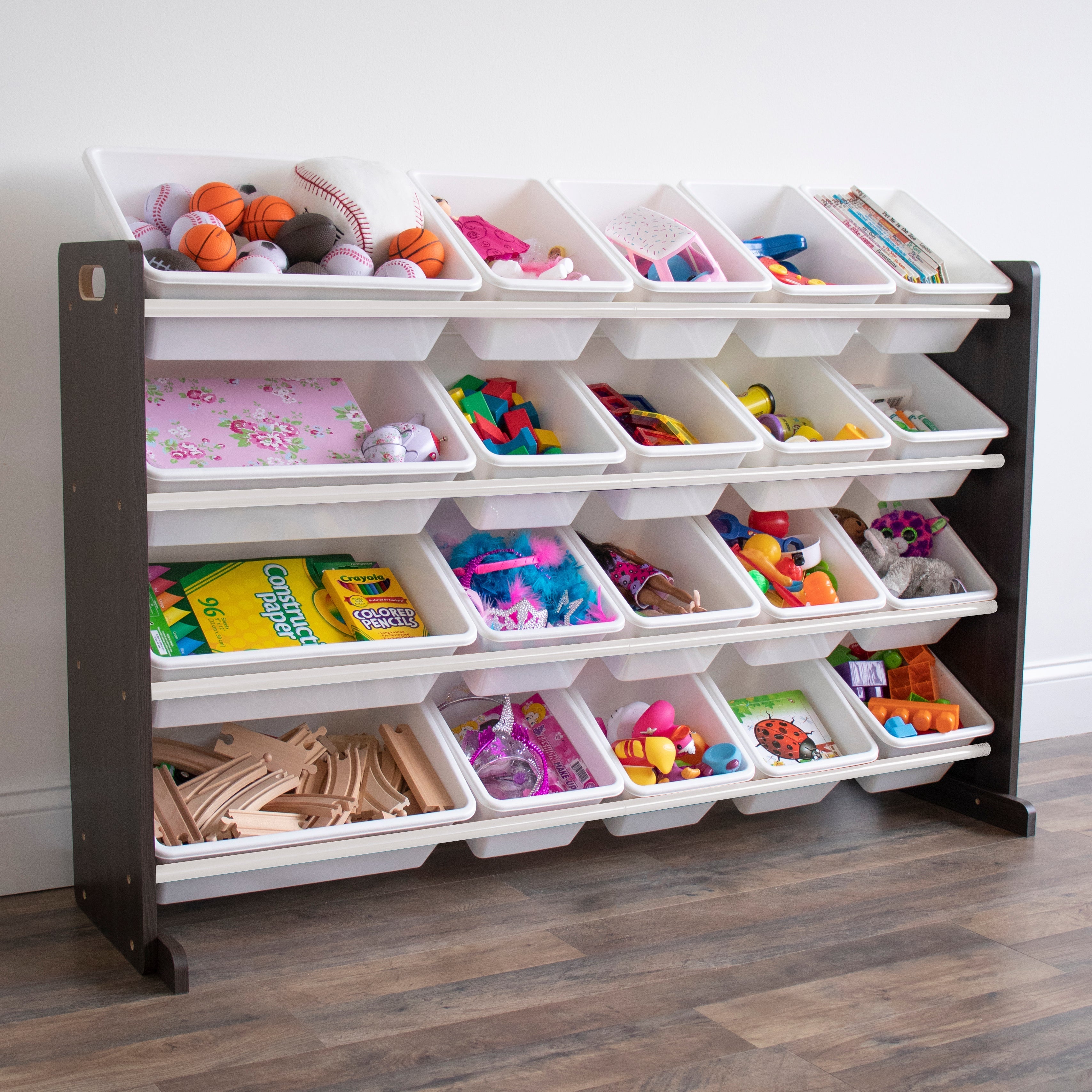 Espresso Extra Large Toy Storage Organizer with 20 Storage Bins