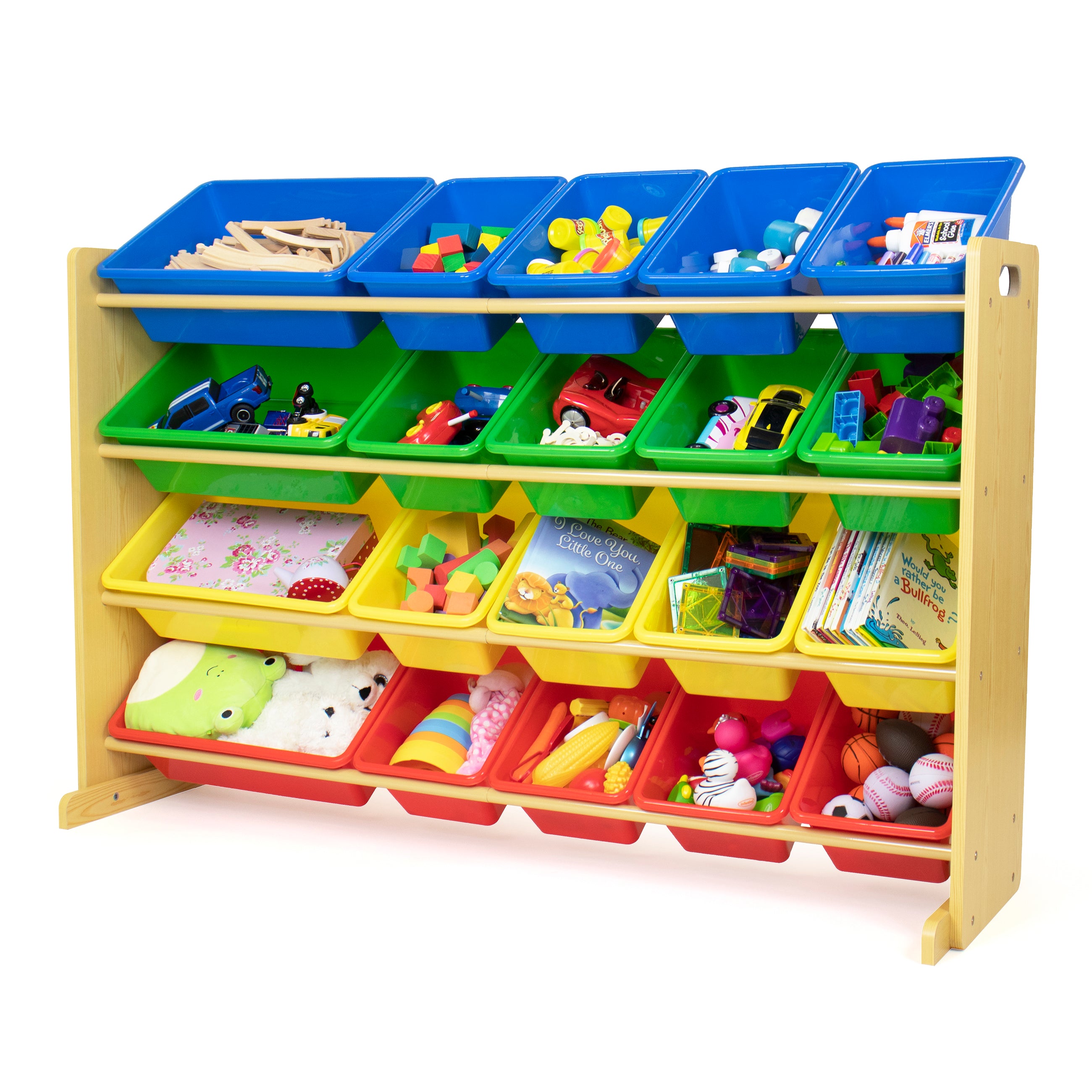 Extra Large Toy Storage Organizer with 20 Storage Bins, Primary Colors