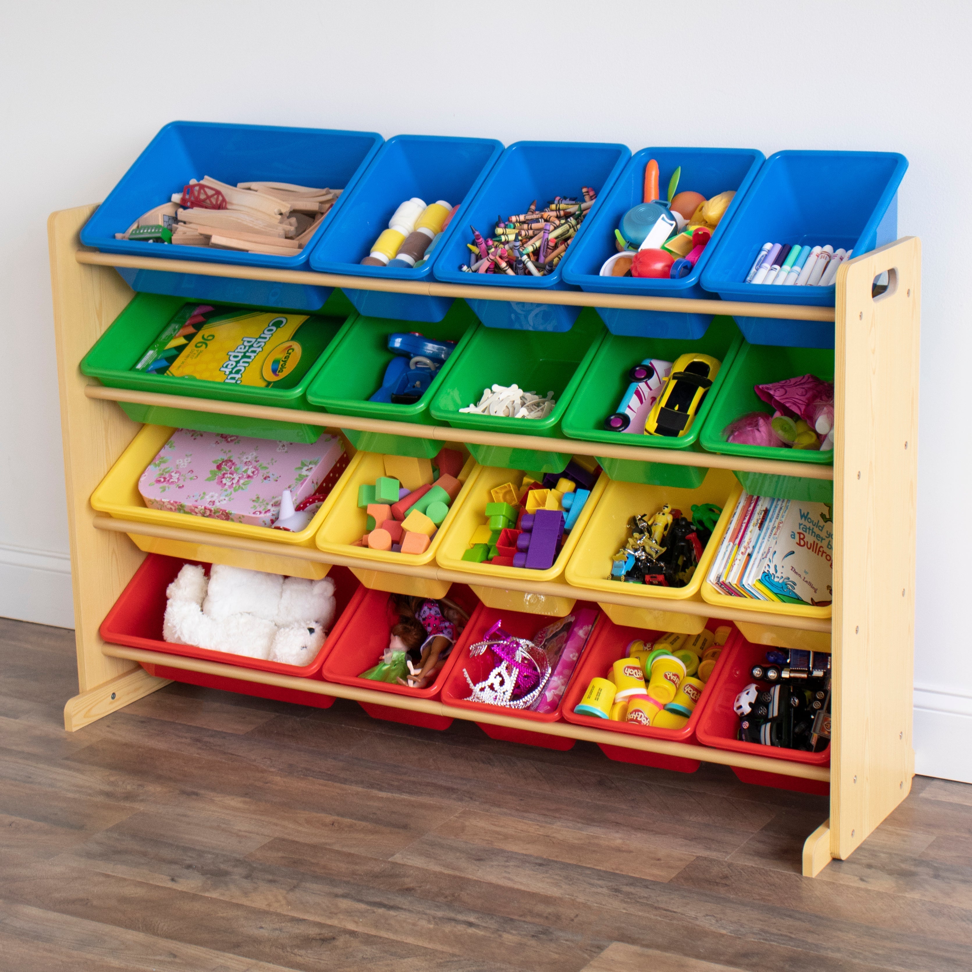 Extra Large Toy Storage Organizer with 20 Storage Bins, Primary Colors
