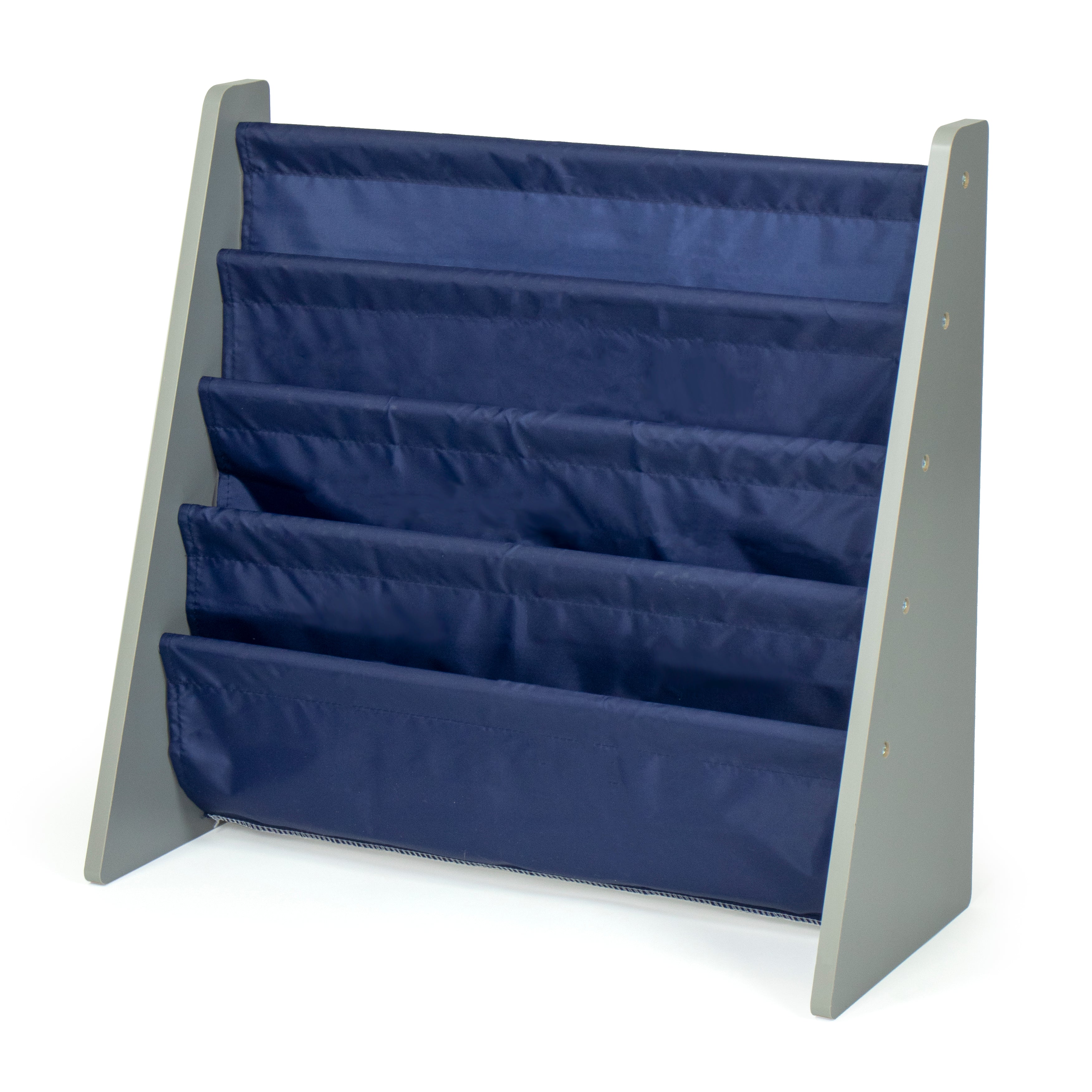 Kids Bookshelf 4 Tier Book Organizer, Navy/Grey