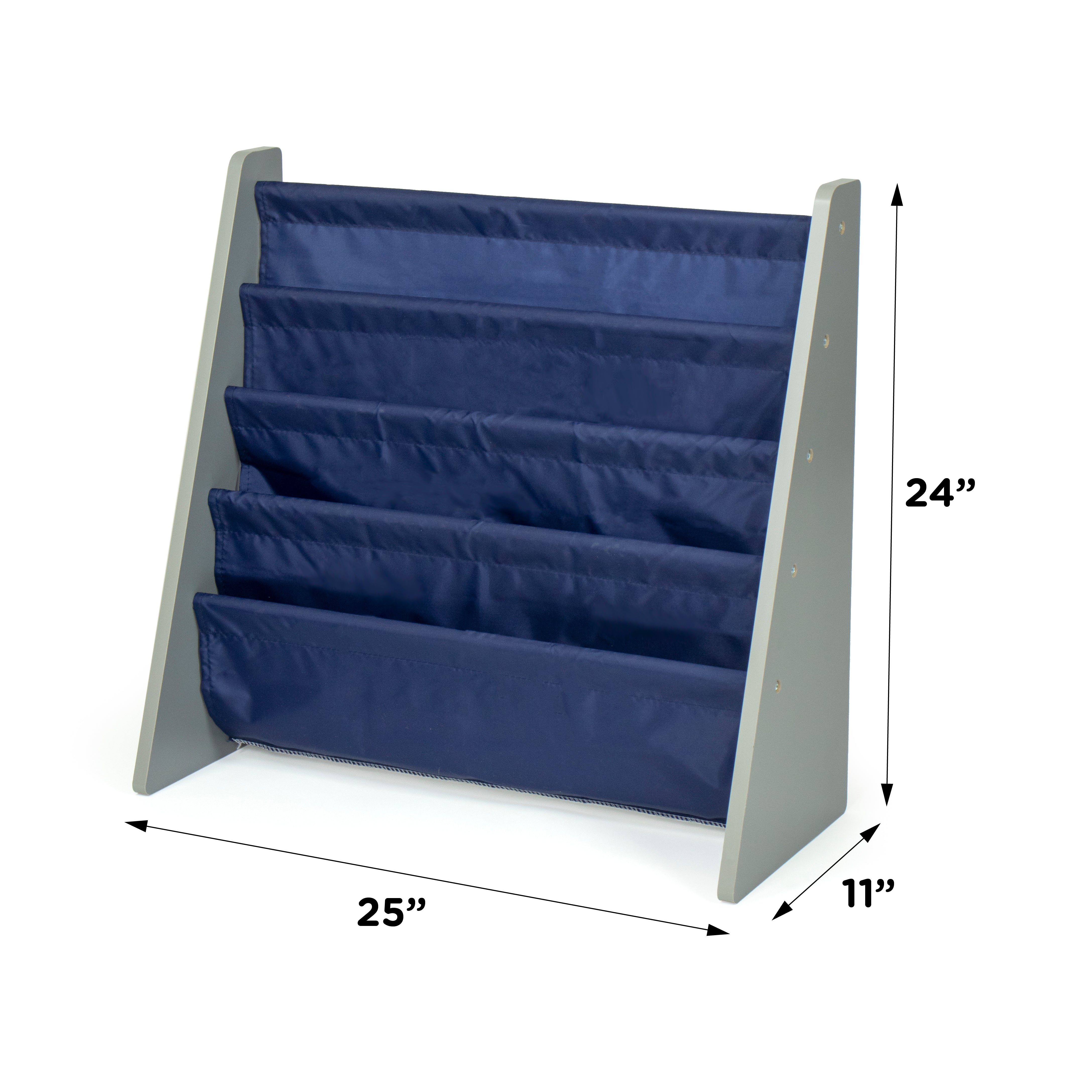 Kids Bookshelf 4 Tier Book Organizer, Navy/Grey