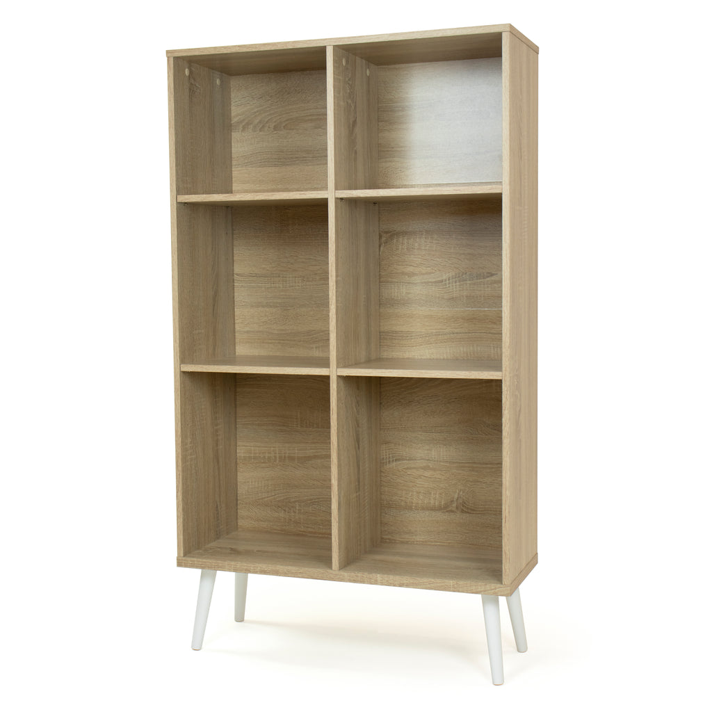 Stockholm Bookcase with Adjustable Shelving Storage Bookshelf, Oak/White