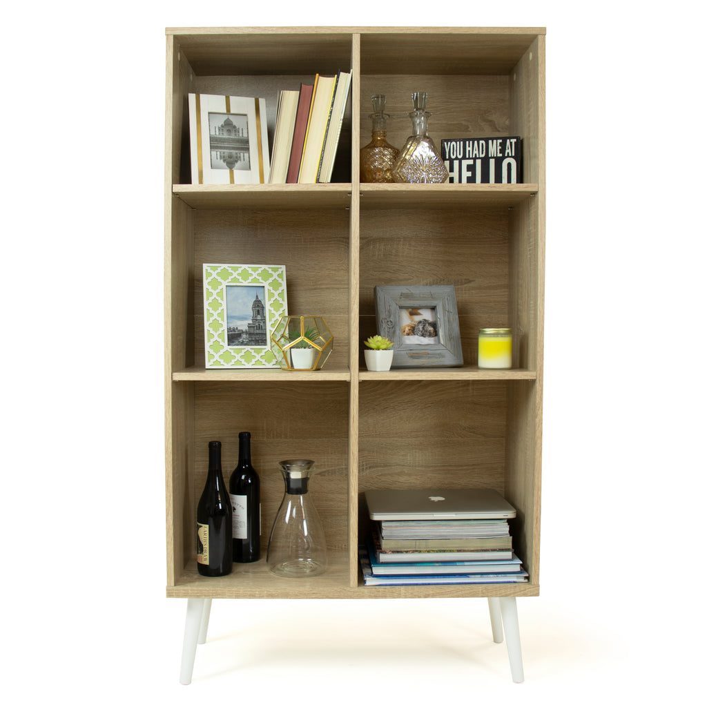 Stockholm Bookcase with Adjustable Shelving Storage Bookshelf, Oak/White