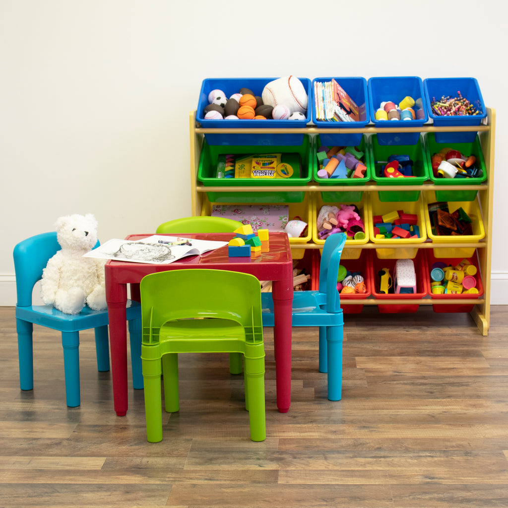 Tot Tutors Kids Plastic Table and 4 Chairs Set Primary Colors