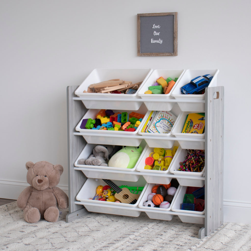 Summit White and Primary 12-Bin Toy Organizer