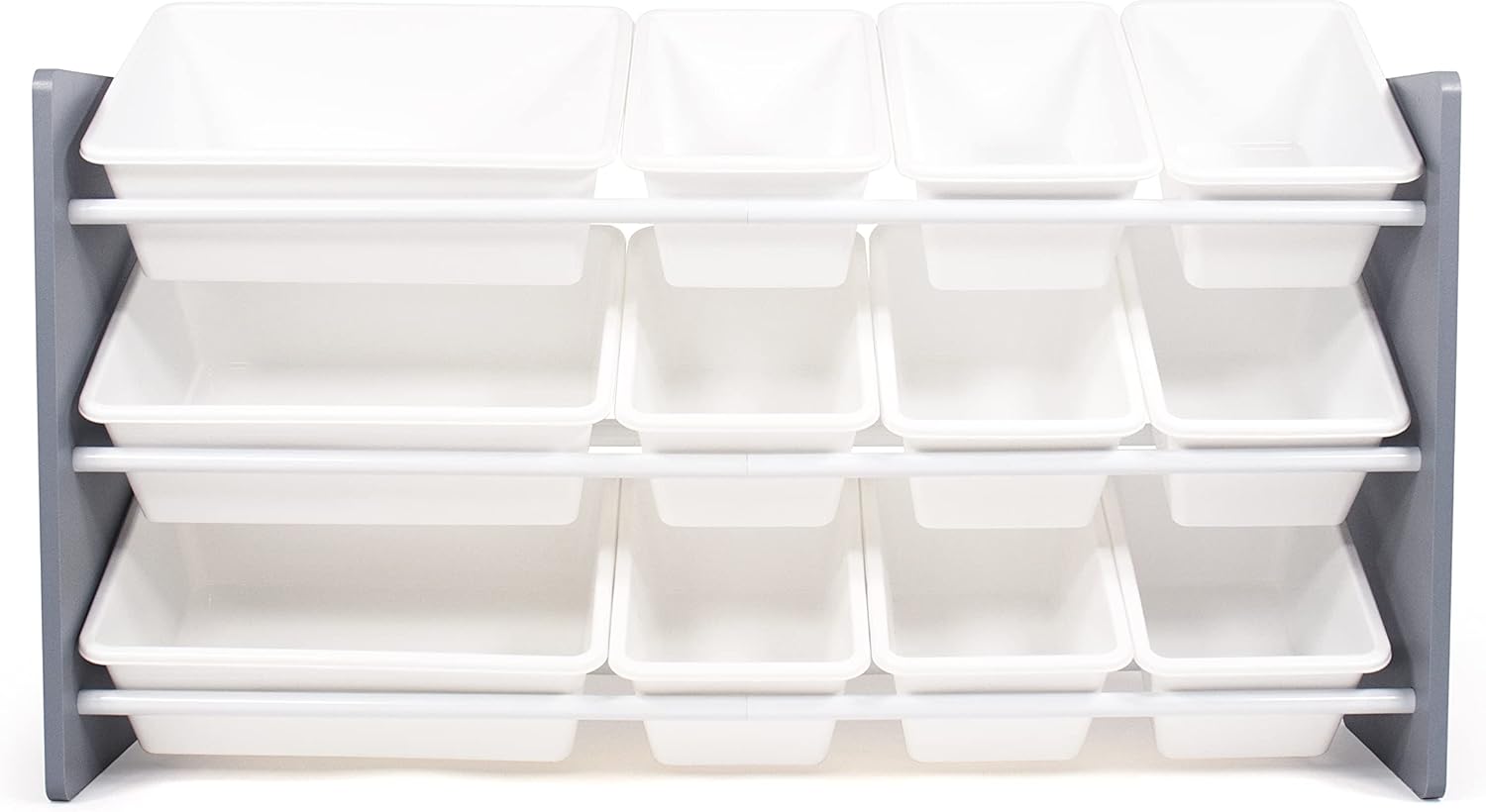 Humble Crew Inspire Made For Me Kids Toy Storage Organizer with 12 Storage Bins, Grey/White