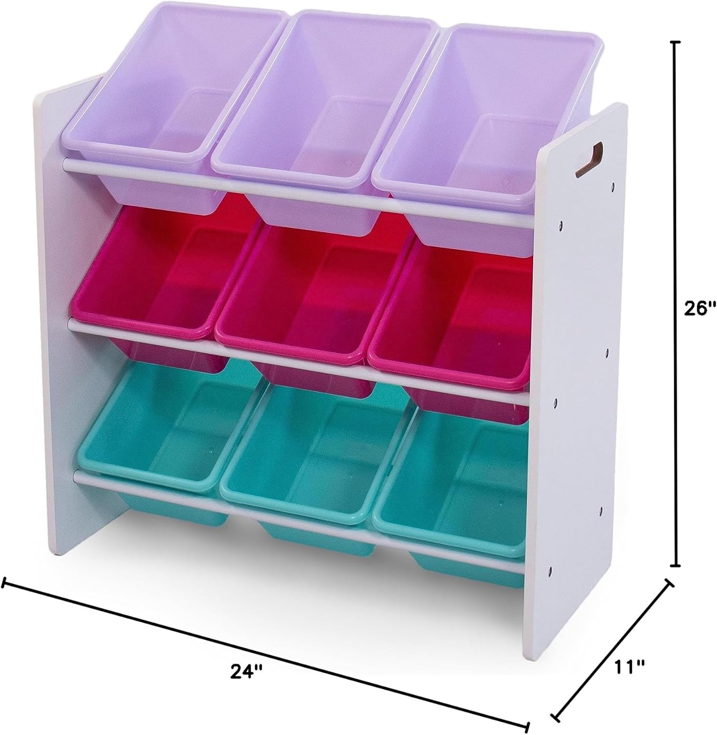 Humble Crew Forever Toy Storage Organizer with 9 Storage Bins, White/Pink/Purple/Aqua
